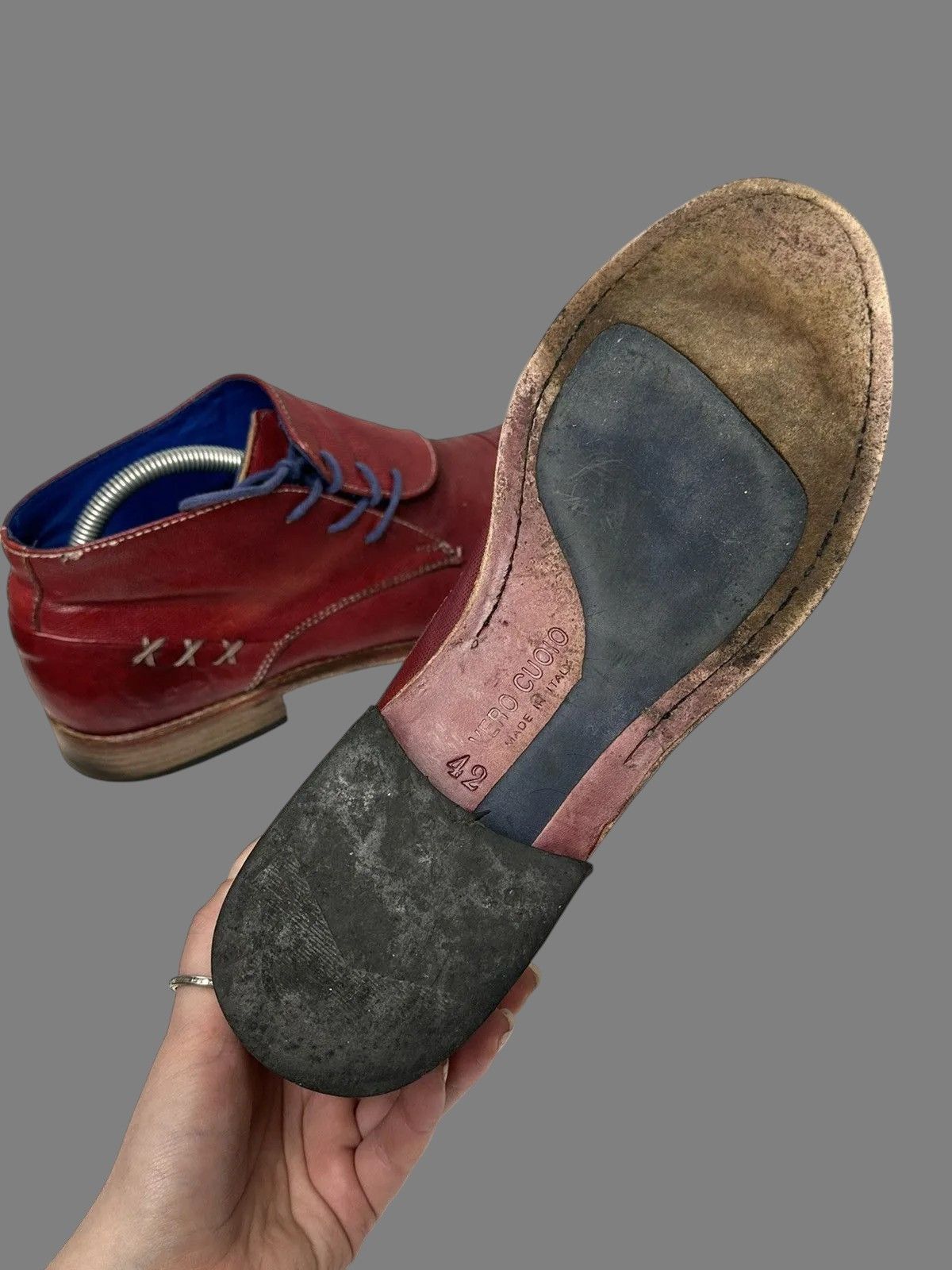 If Six Was Nine Vintage Holy Haferl Leather Red Shoes Alpine Style Rare Size US 9 / EU 42 - 9 Thumbnail