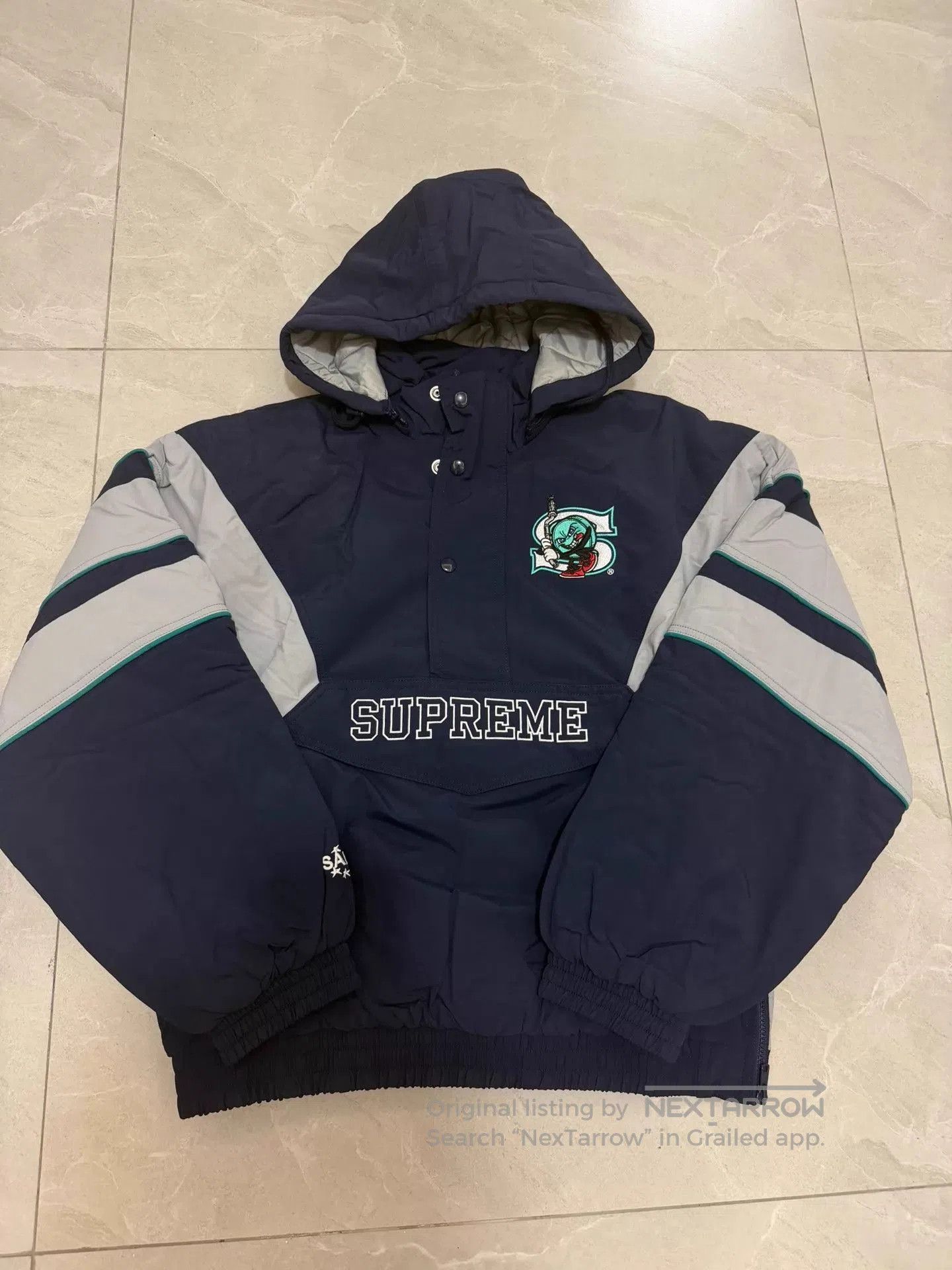 Supreme NEW Supreme Satin Hooded Track Jacket SS24 Navy Zip | Grailed