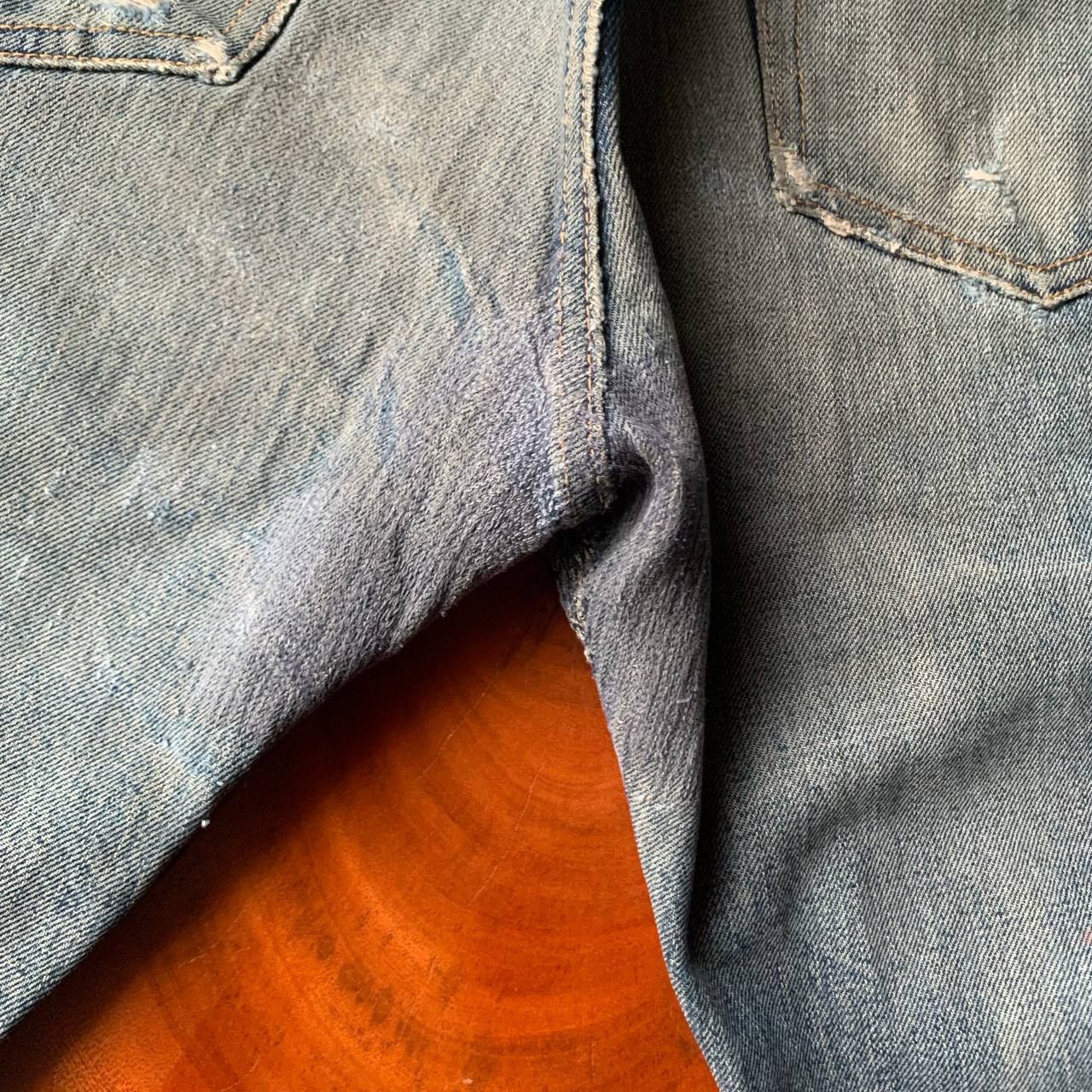 Denime Denime Japan Distressed Redline Selvedge Blue Denim Pants Size US 29 - 11 Thumbnail