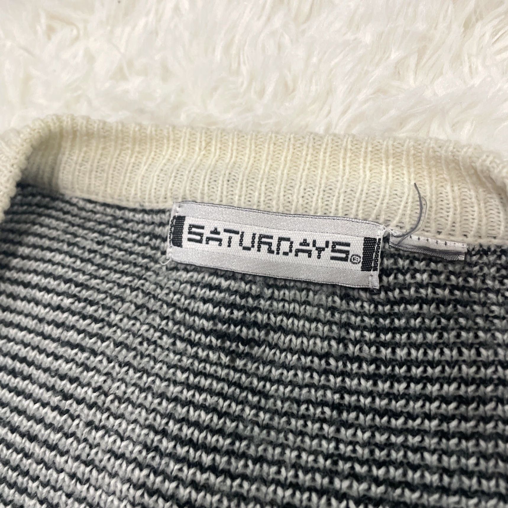 Saturdays NYC SATURDAYS Cardigan Sweater Geometric Black White Vintage 90s S Mens V-Neck Knit Crew Deck Casual Party/Cocktail Travel All Seasons Size US S / EU 44-46 / 1 - 5 Thumbnail