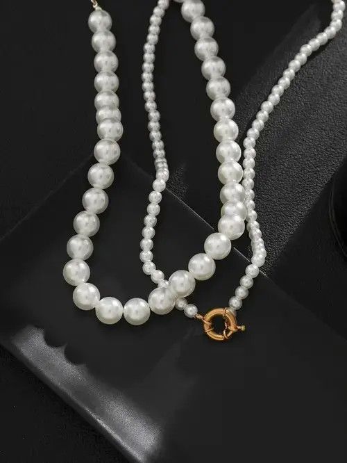 Other Retro Punk Necklace Pearl Choker 2pc set Size ONE SIZE - 2 Thumbnail