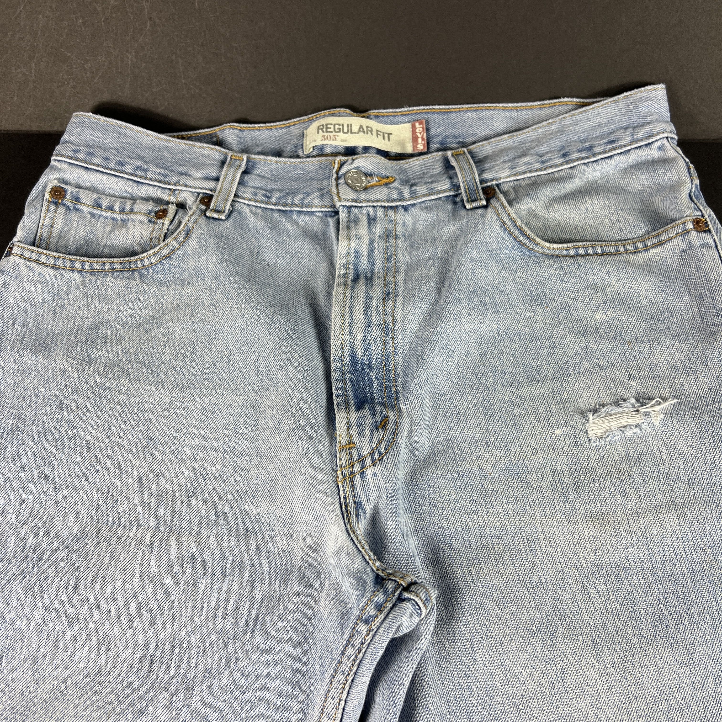 Levi's × Vintage Y2K Levi's Jeans 505 Straight Blue Faded Thrashed Denim Size US 36 / EU 52 - 4 Thumbnail
