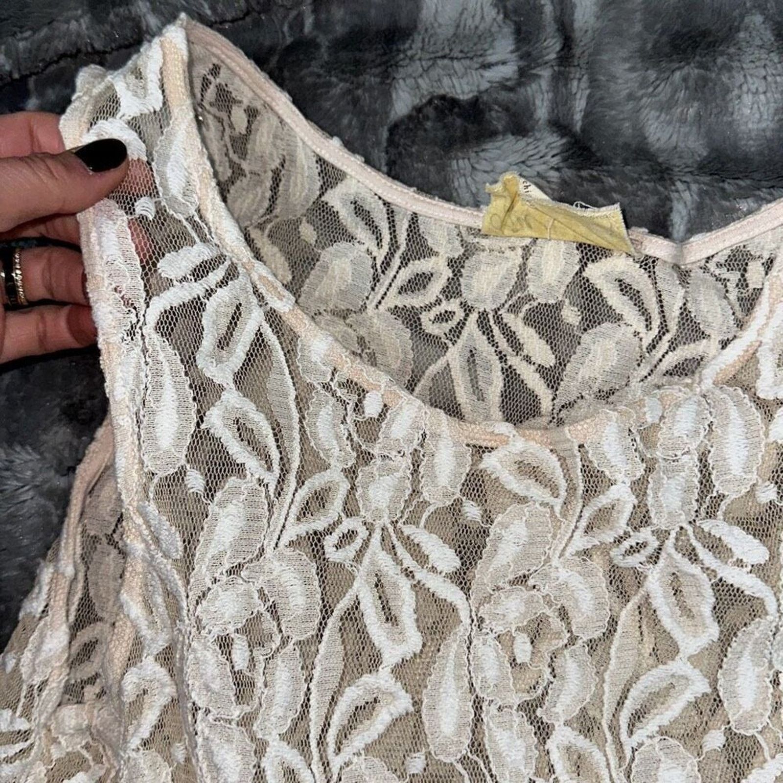 Free People Free People Tan Neutral Sheer Skater Style Dress | Sz M Size M / US 6-8 / IT 42-44 - 4 Thumbnail