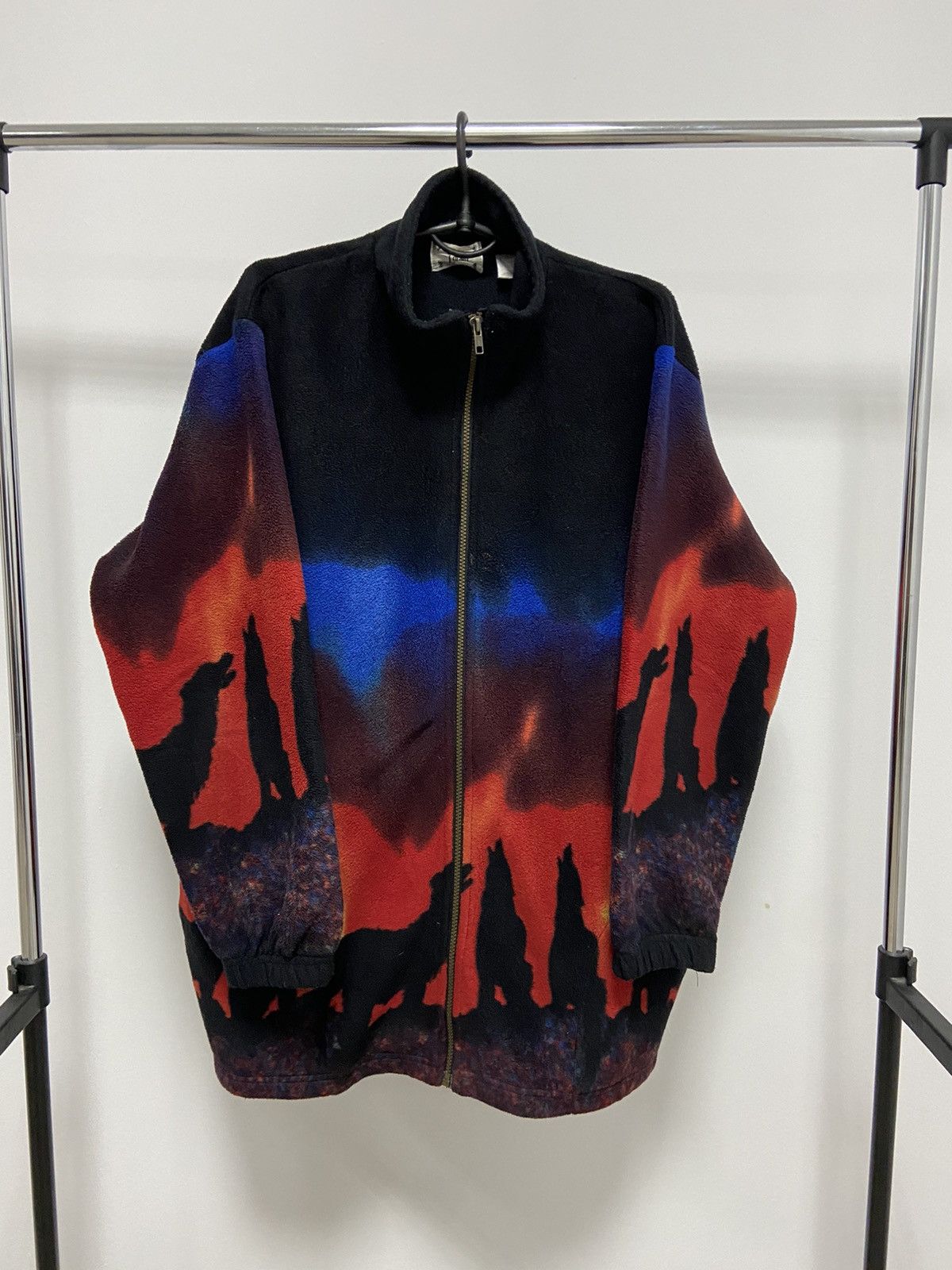 Japanese Brand × Vintage Wolves 🐺 Fleece Jacket Warm Vintage Zip Overprint Size US XL / EU 56 / 4 - 1 Thumbnail