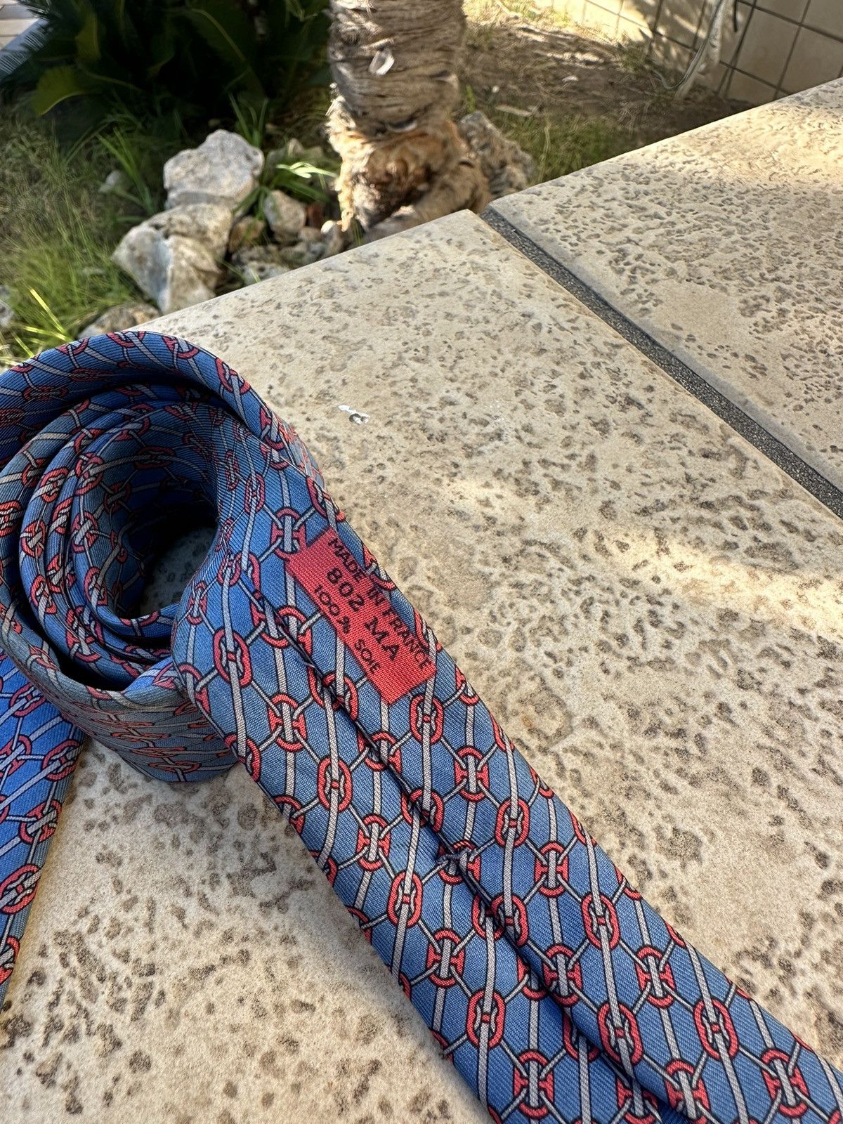 Hermes Hermès Silk Blue Tie Size ONE SIZE - 3 Thumbnail