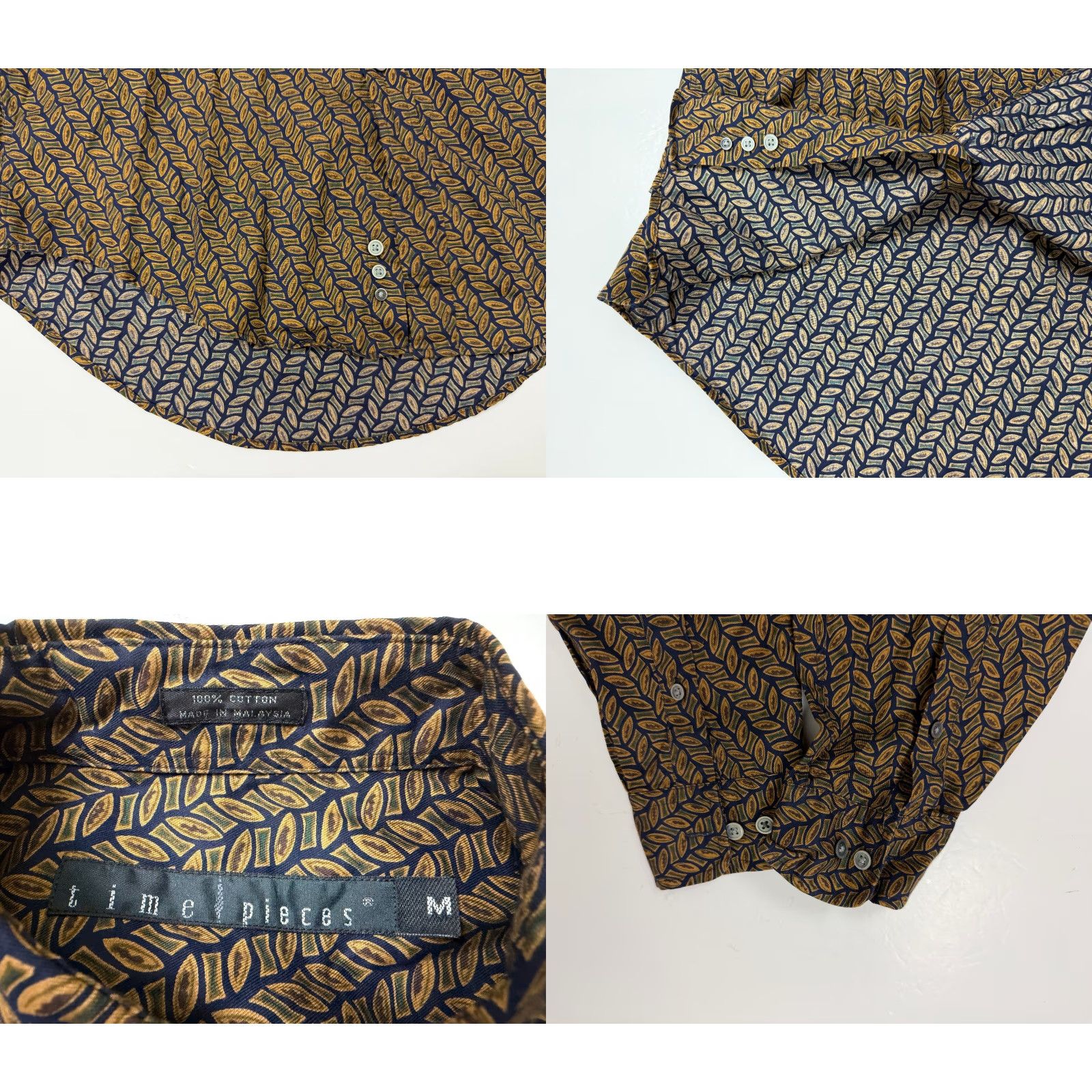 Vintage VINTAGE Time Pieces Shirt Men M Blue Geometric 90s Button-Up Cotton Size US M / EU 48-50 / 2 - 9 Thumbnail