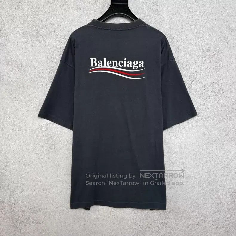 Balenciaga Balenciaga Dark Gray Embroidered Coke Letter Logo Short Sl Size US L / EU 52-54 / 3 - 2 Thumbnail