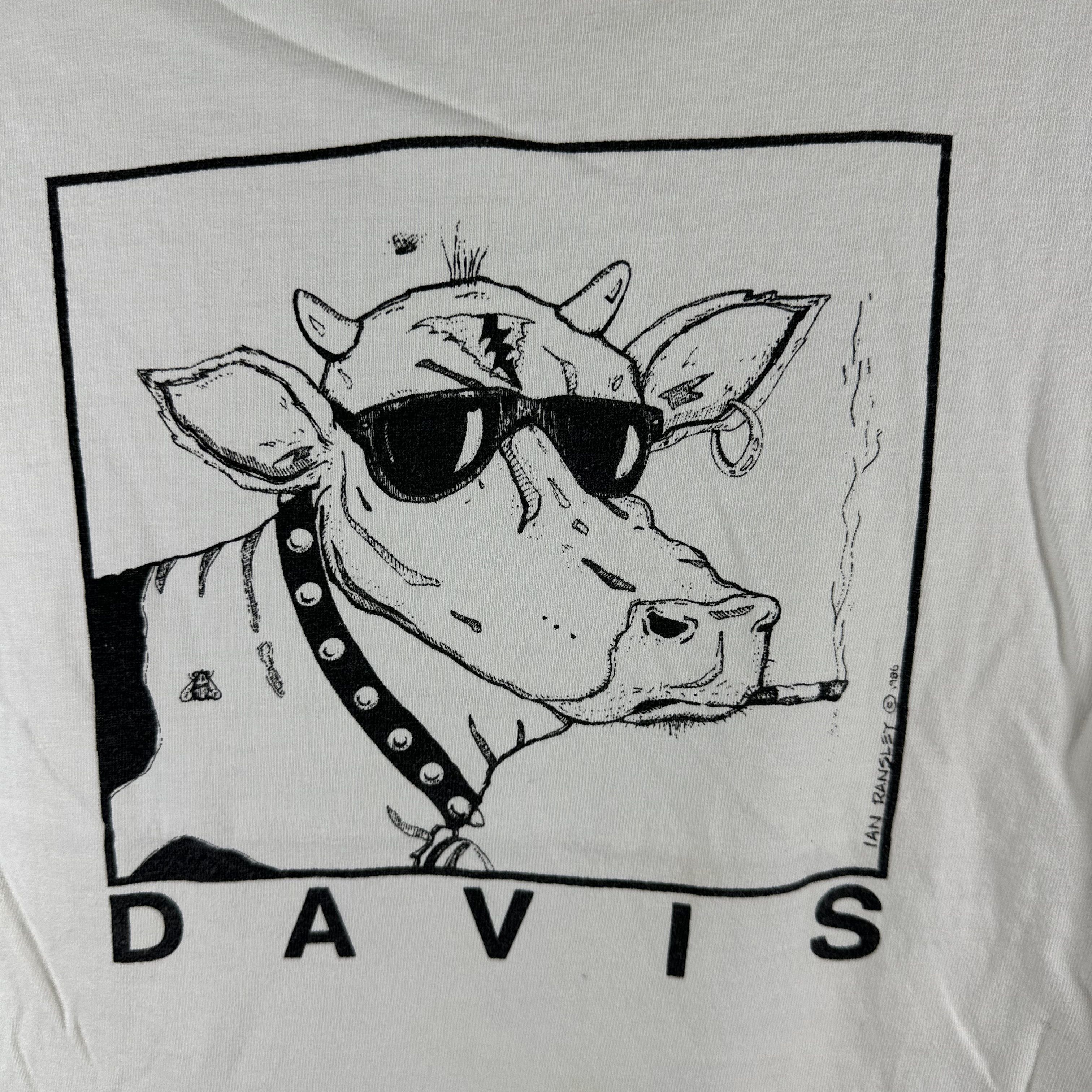 Vintage Vintage 1986 Ian Ransley Davis Smoking Cow Art T-Shirt Size US M / EU 48-50 / 2 - 2 Thumbnail