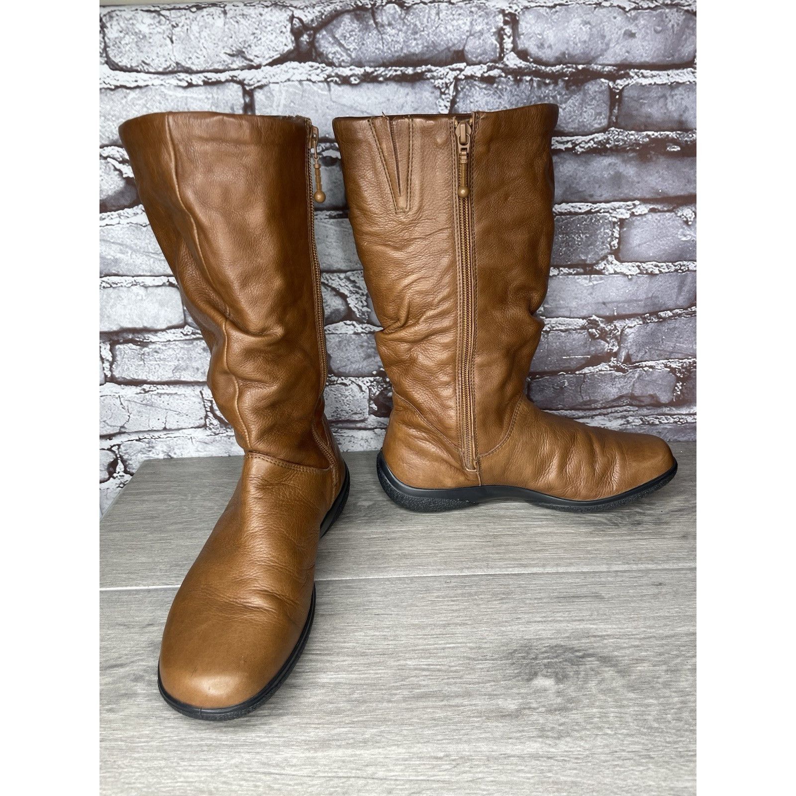 Hush Puppies Hush Puppies Mystery Brown Leather Side Zipper Riding Boots Size US 8.5 / IT 38.5 - 1 Thumbnail