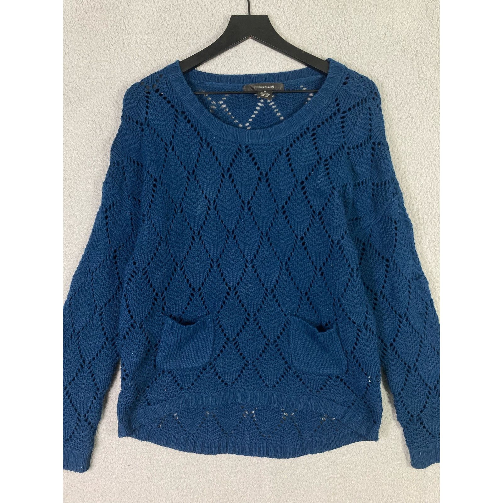 Other 89th & Madison Women's Blue Crochet Knit Sweater Size M Size M / US 6-8 / IT 42-44 - 5 Thumbnail