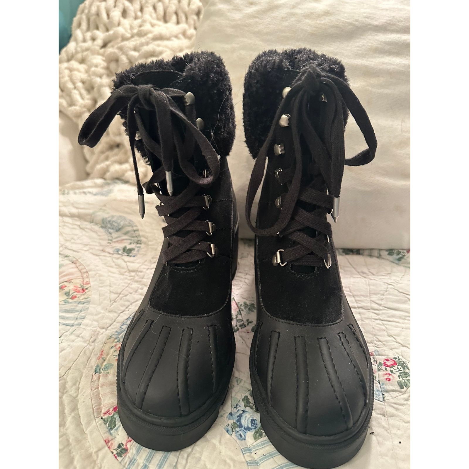 Splendid NEW SPLENDID LEATHER COMBAT BOOTS DUCK BOOTS FAUX FUR 8 Size US 8 / IT 38 - 6 Thumbnail