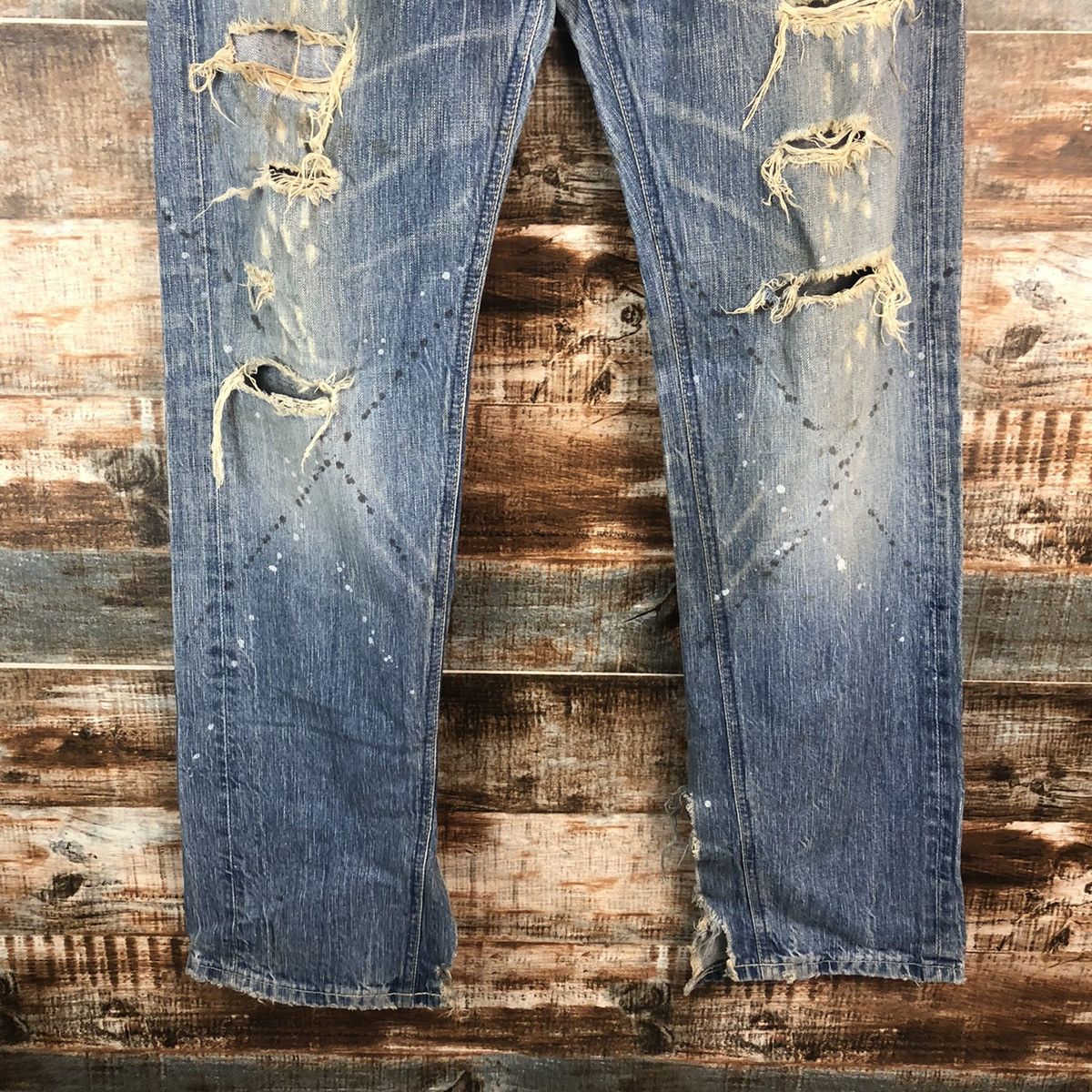 Edwin DLL Edwin Blue Stripe Distressed Denim Pants #C006 Size US 31 - 6 Thumbnail
