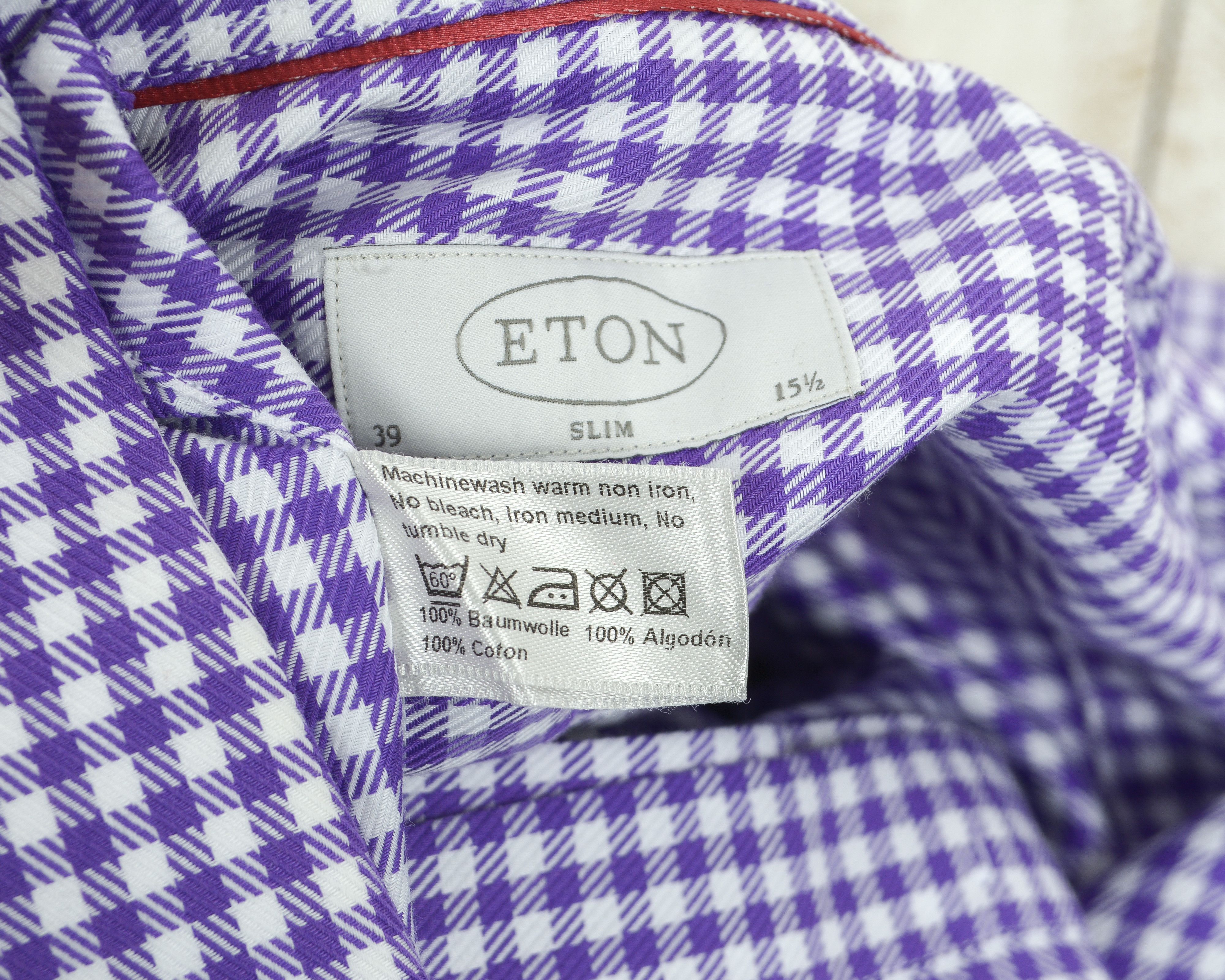 Eton 39 Slim Fit Button Up Over Shirt Long Sleeved Check Plaid M Size US M / EU 48-50 / 2 - 5 Thumbnail
