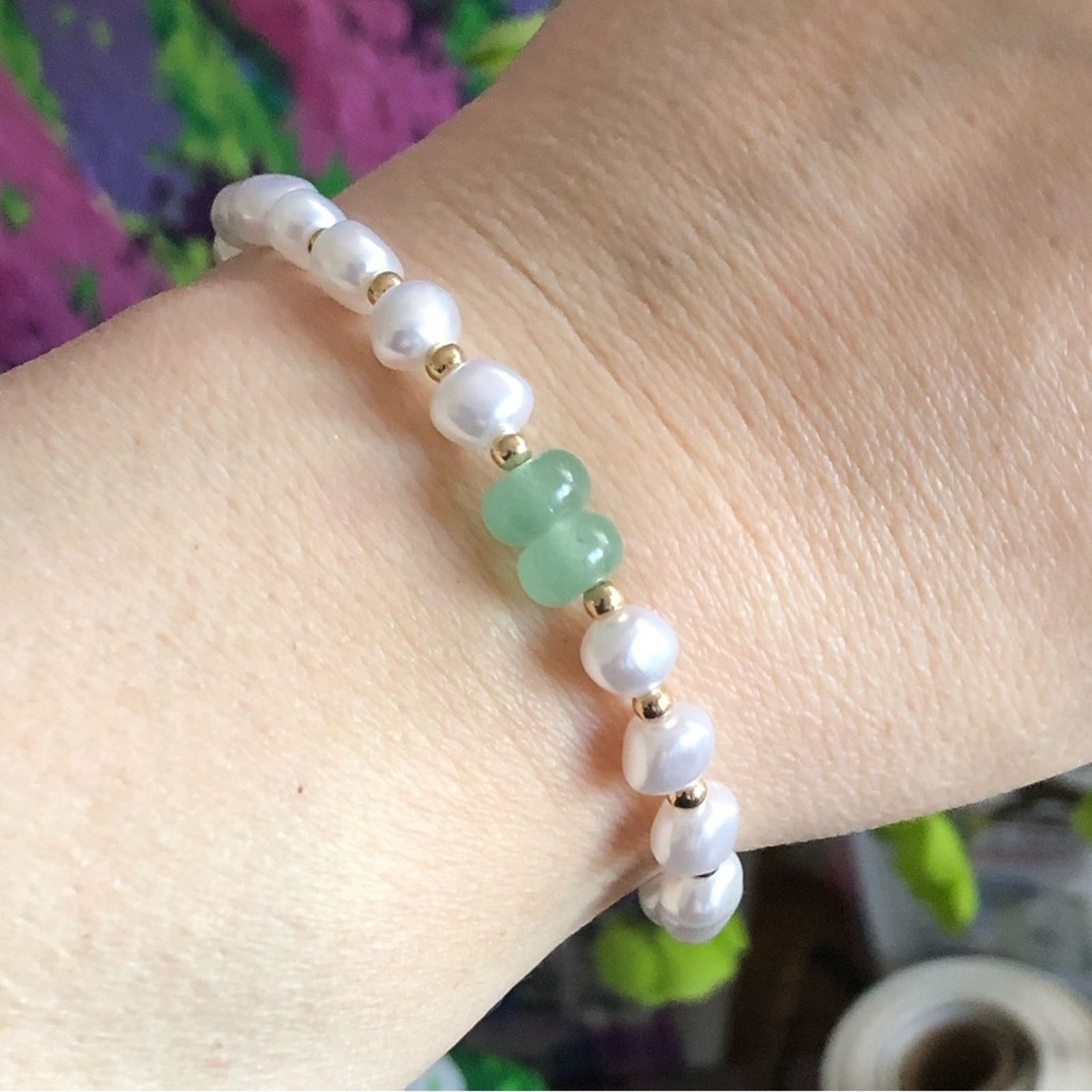 Jewelry Genuine aventurine faux baroque Pearl toggle clasp bracelet Size ONE SIZE - 2 Thumbnail