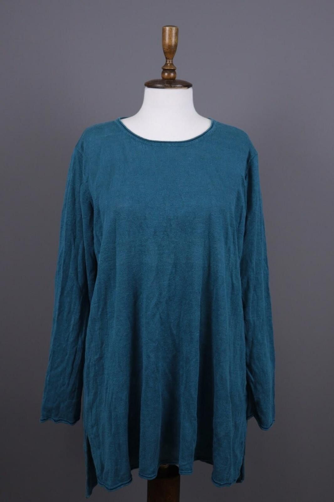 Designer Gudrun Sjoden Blue Linen Lagenlook A-Line Dress Size L Size L / US 10 / IT 46 - 1 Thumbnail