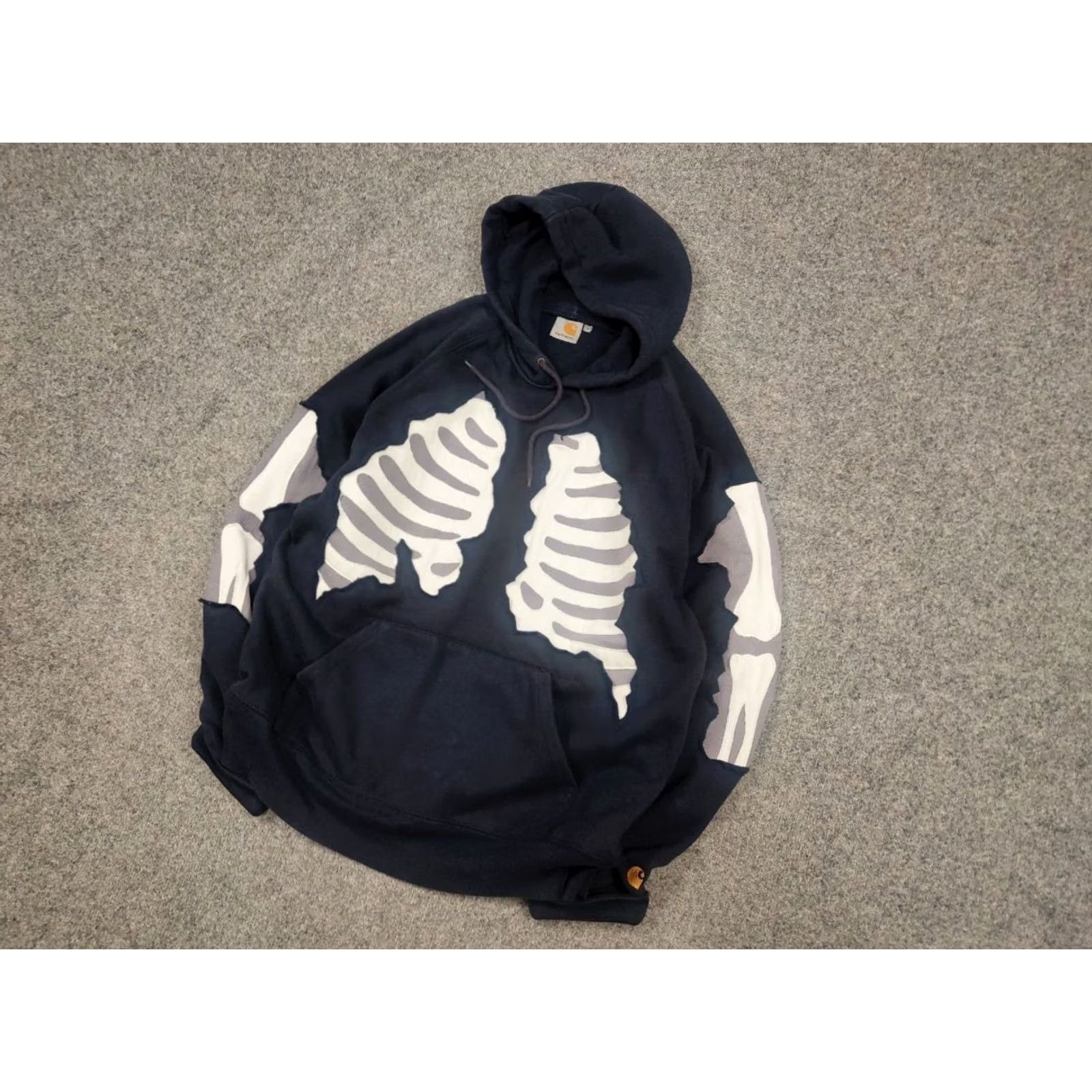 Carhartt VINTAGE Carhartt Skeleton Hoodie Baggy Fit blue Shirt Hoodie Mens L Blue 90s Grunge Retro Size US L / EU 52-54 / 3 - 3 Thumbnail