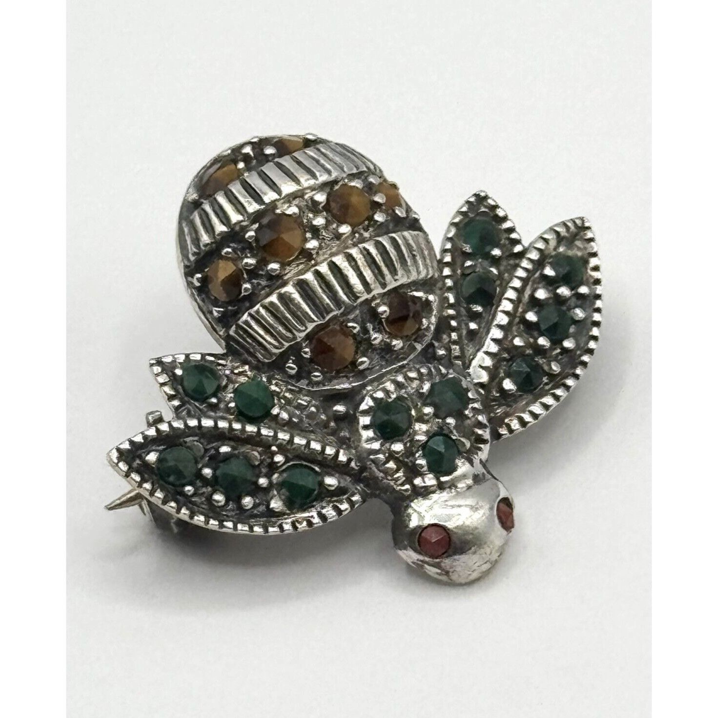 Vintage Vintage 925 Sterling Silver Stone Bee Bumblebee Fly Insect B Size ONE SIZE - 2 Thumbnail