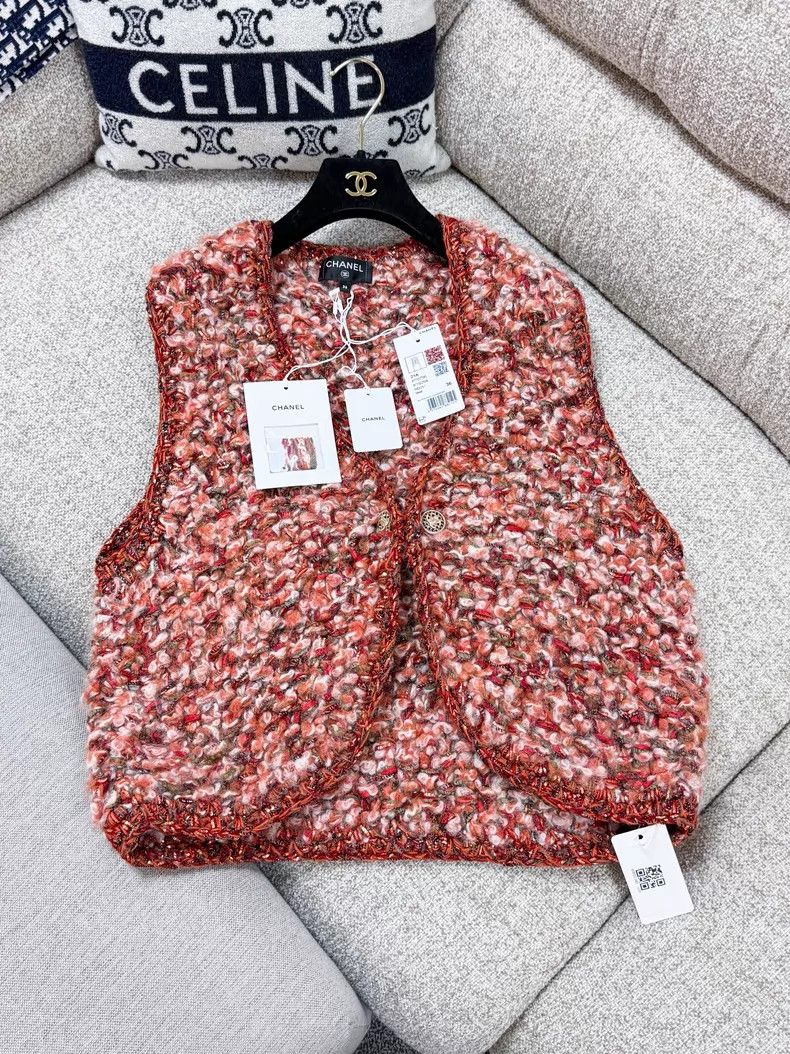 Chanel Chanel Orange woven tweed vest jacket Size XS / US 0-2 / IT 36-38 - 2 Thumbnail