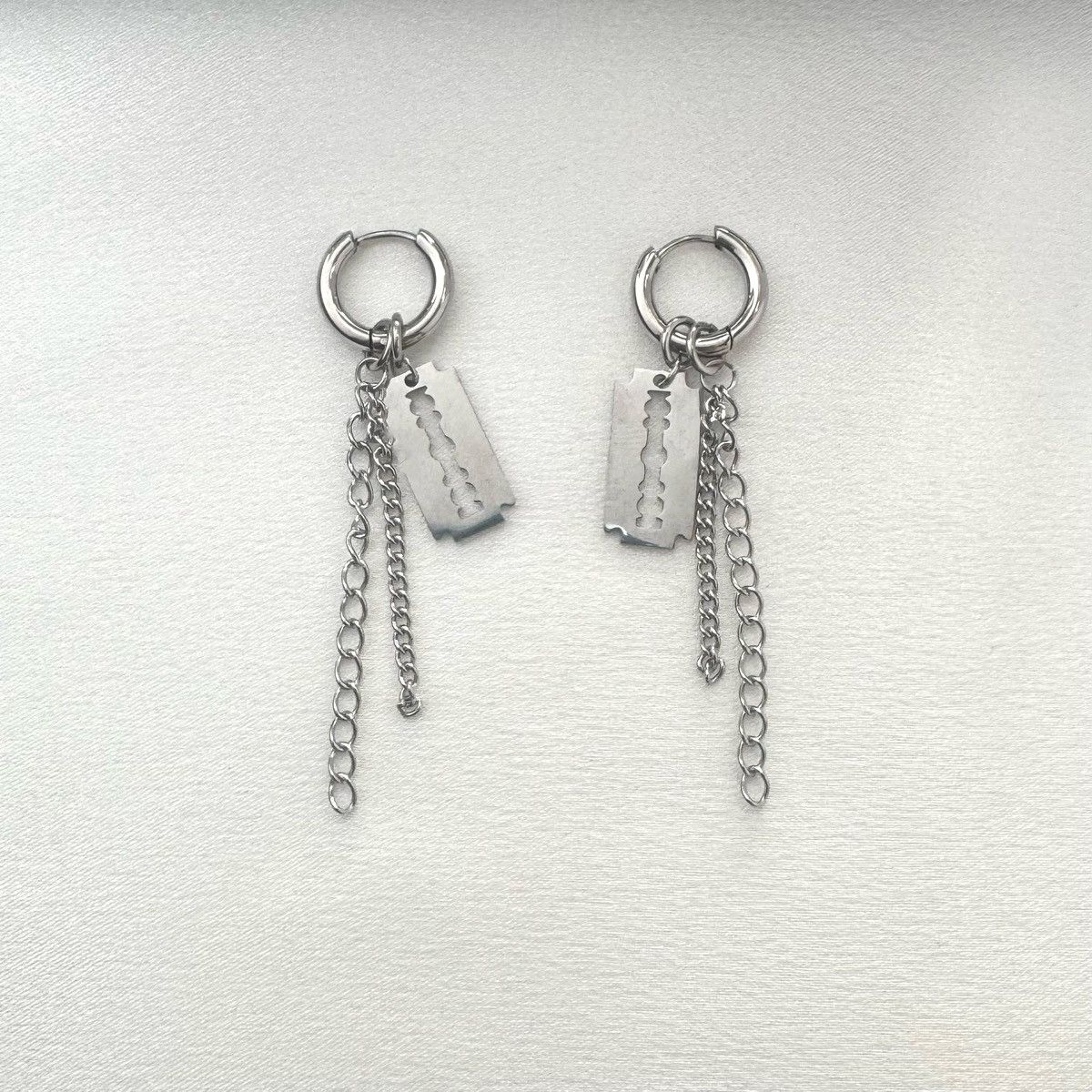 Designer Razor Blade Shape Dangle Drop Earrings for Men Women Size ONE SIZE - 2 Thumbnail