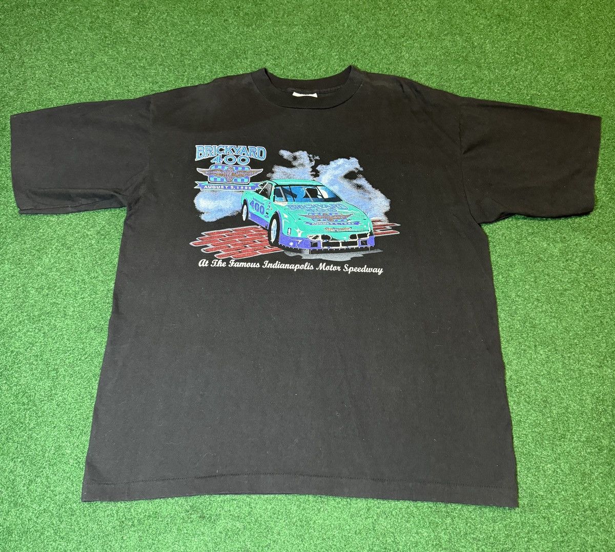 Logo Athletic × NASCAR × Vintage Vtg 90s Brickyard 400 Indianapolis Logo Athletic T Shirt Size US XL / EU 56 / 4 - 1 Thumbnail