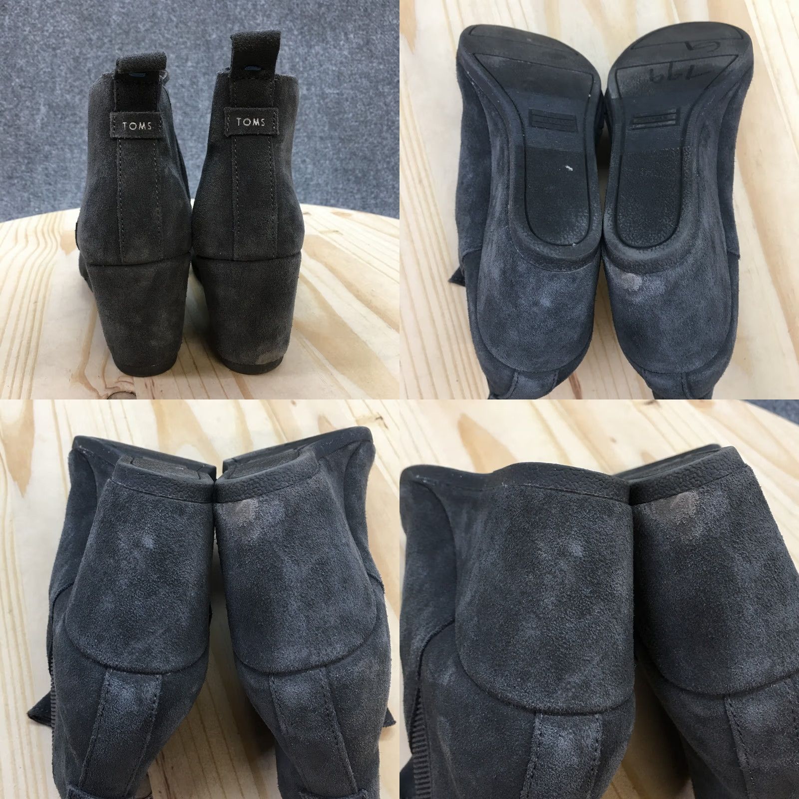 Toms TOMS Boots Womens 8 Kelsey Ankle Wedge Booties Gray Suede Pull On Size US 8 / IT 38 - 8 Thumbnail