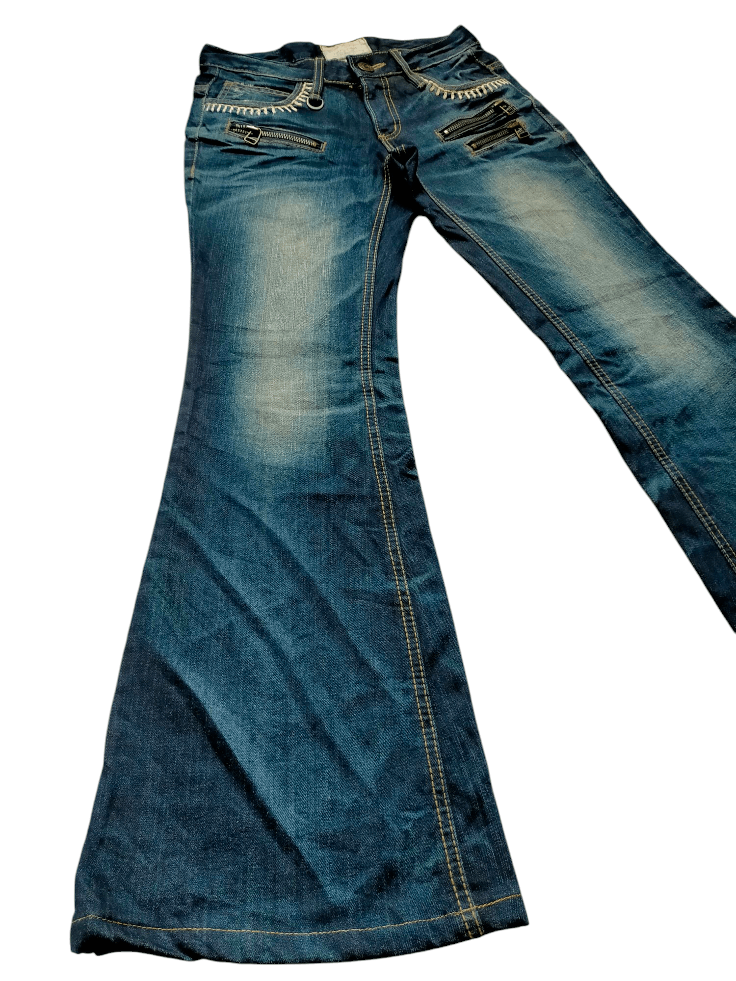 If Six Was Nine × Japanese Brand Flare Jeans Lolita Multizipped Buckle back boot cut Denim Size US 29 - 4 Thumbnail