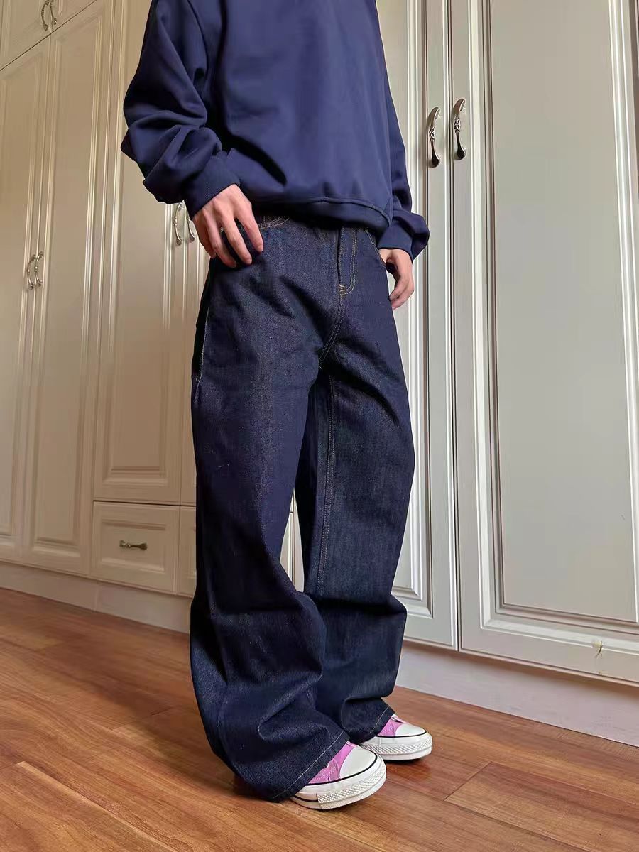 Jean Rinse-Washed Navy Blue Relaxed Fit Jeans Size US 30 / EU 46 - 4 Thumbnail