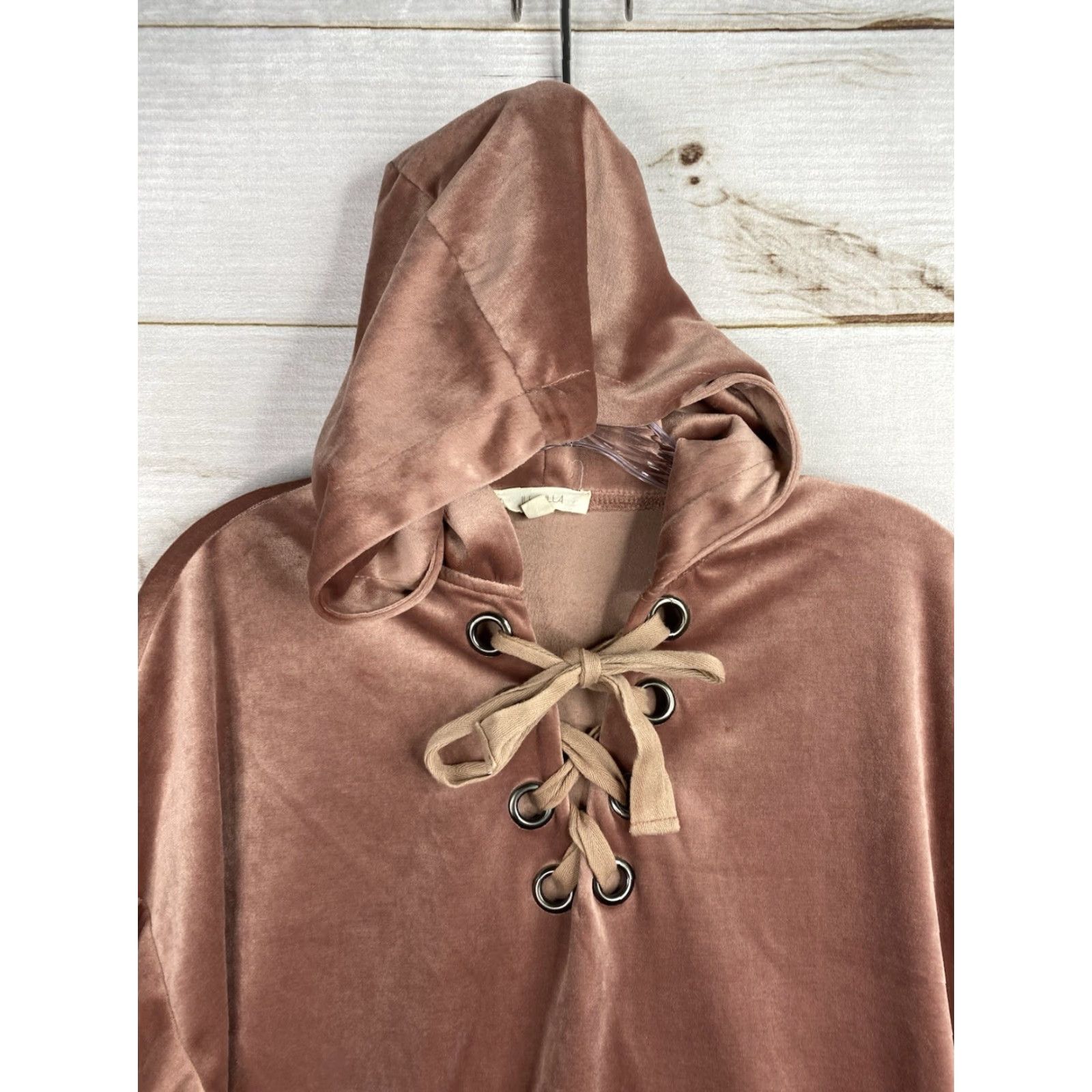 Velvet Illa Illa Knit Pullover Sweater Hoodie Womens L Pink Velvet Tunic Lace Up Top Size L / US 10 / IT 46 - 2 Thumbnail