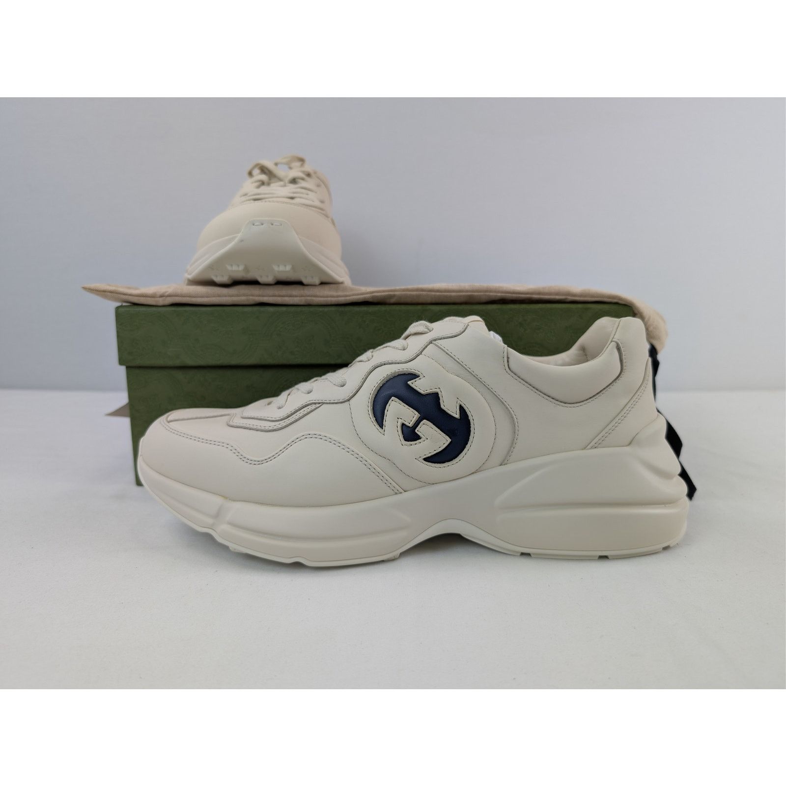 Gucci o1rshd1 leather Interlocking G logo Rhyton sneakers in ivory Size US 12.5 / EU 45-46 - 21 Thumbnail