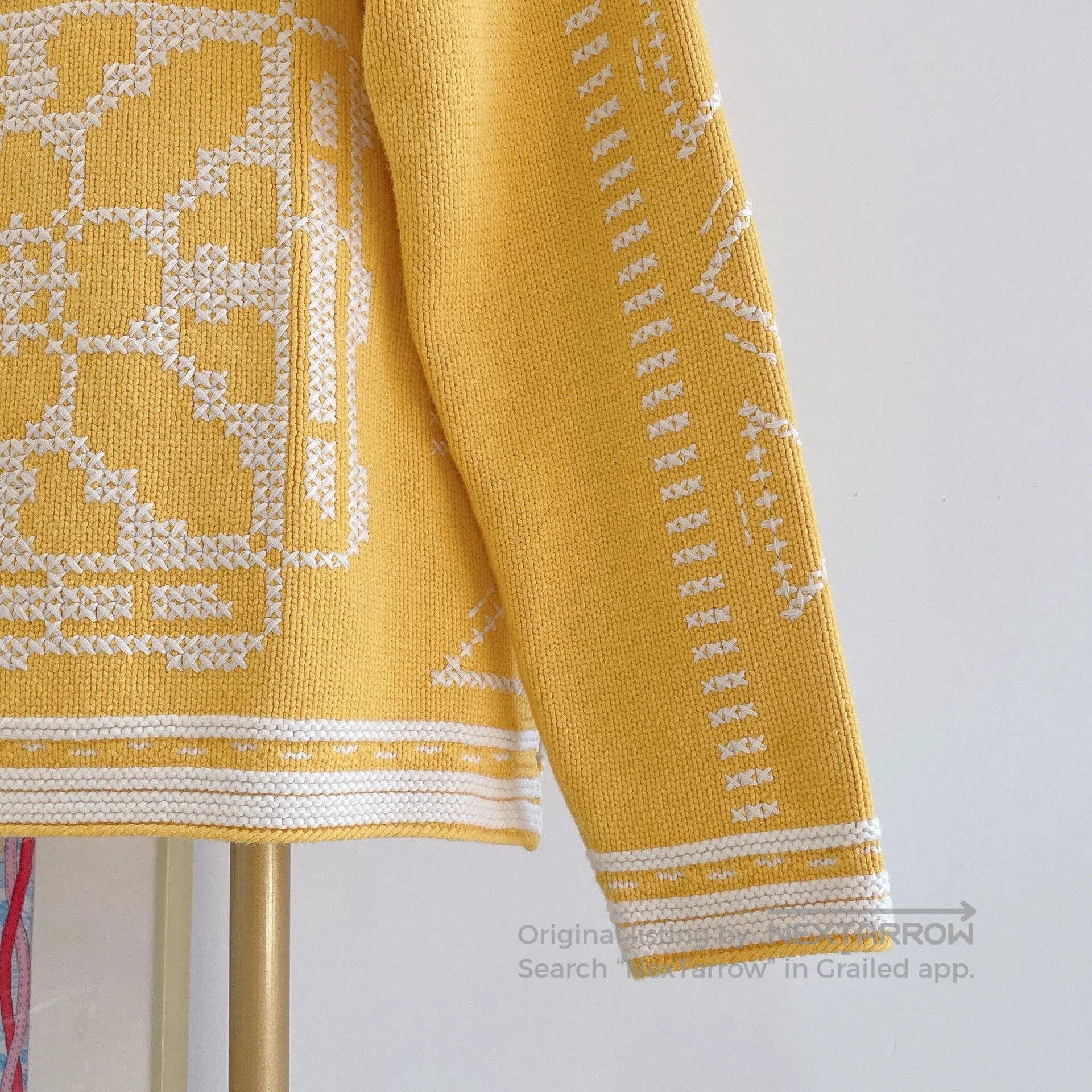 Hermes Hermes Yellow White Knit Top. Size M / US 6-8 / IT 42-44 - 5 Thumbnail