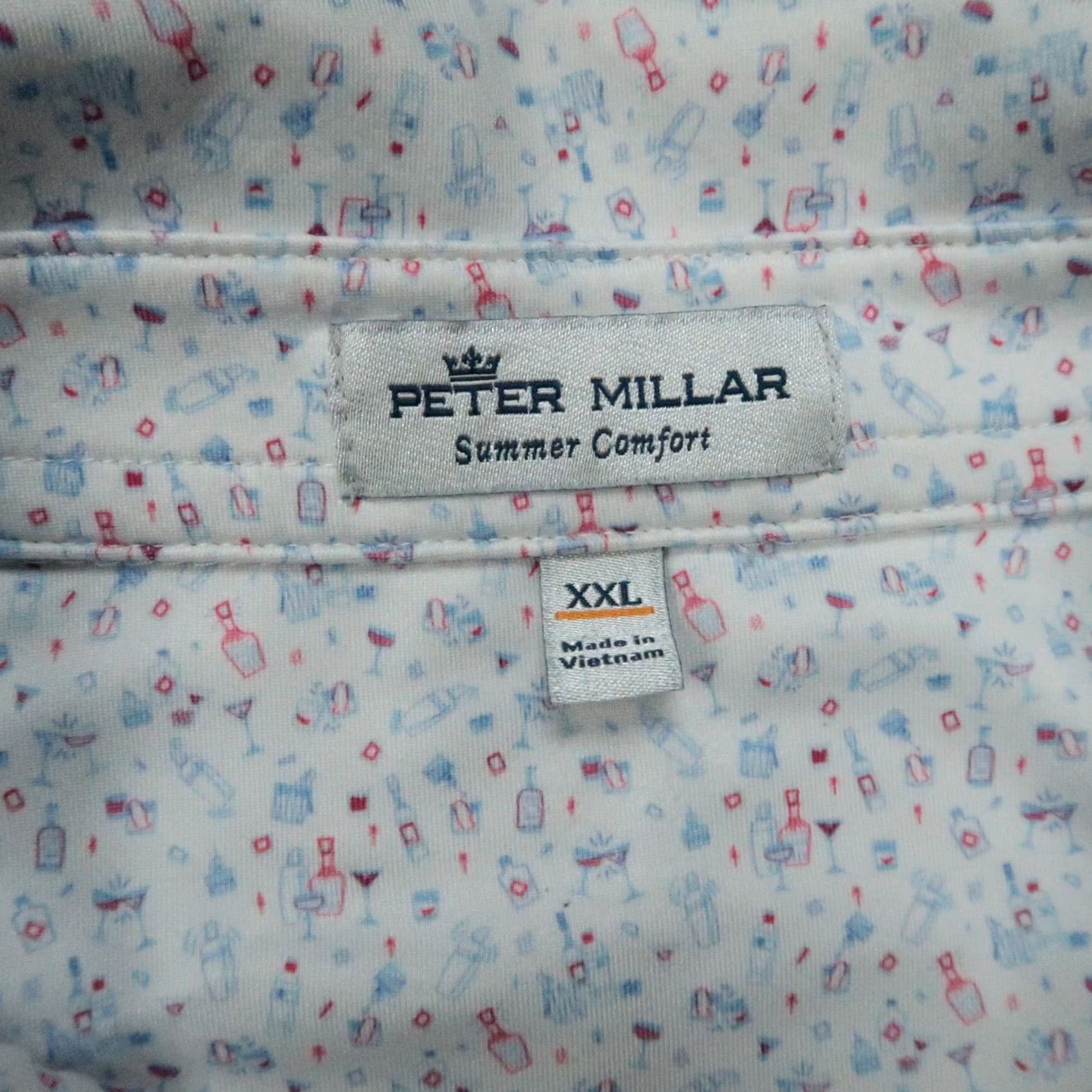 Peter Millar Peter Millar Shirt Mens 2XL White Polo Golf Tennis Polyester Spandex Moisture Wicking Performance Button Collar Polo Shirt Size US XXL / EU 58 / 5 - 3 Thumbnail