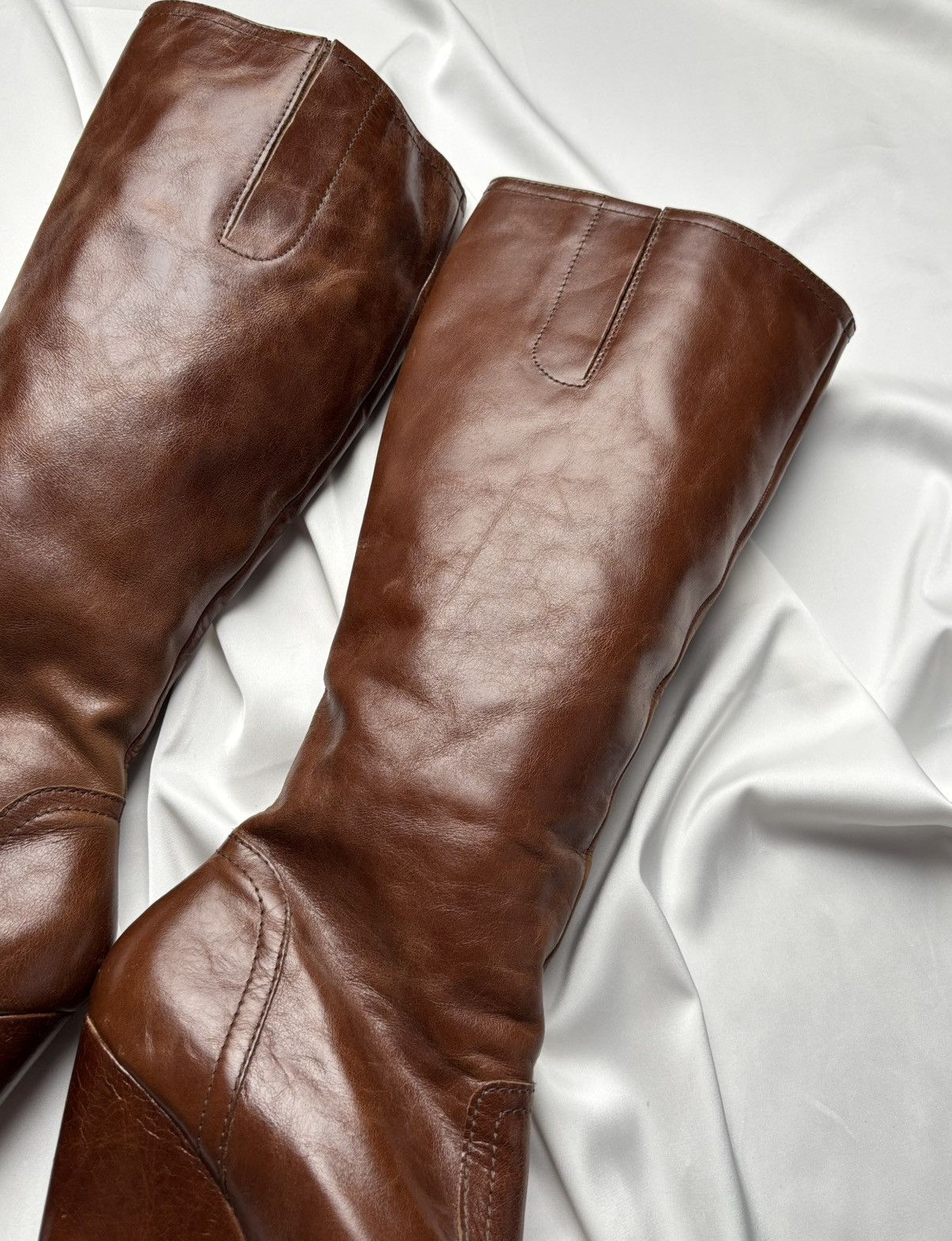 Aldo Vintage high knee size zip wedge leather boots Size US 7 / IT 37 - 8 Thumbnail