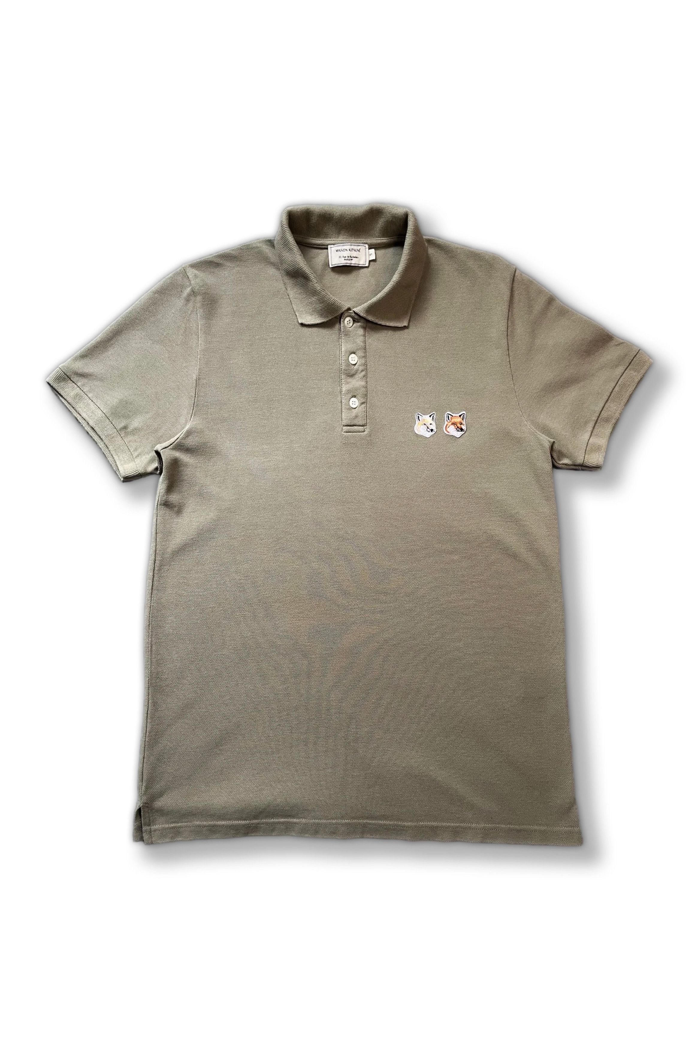 Maison Kitsune Maison Kitsuné Polo Brown Beige Double Fox Logo Vintage Size US S / EU 44-46 / 1 - 1 Thumbnail
