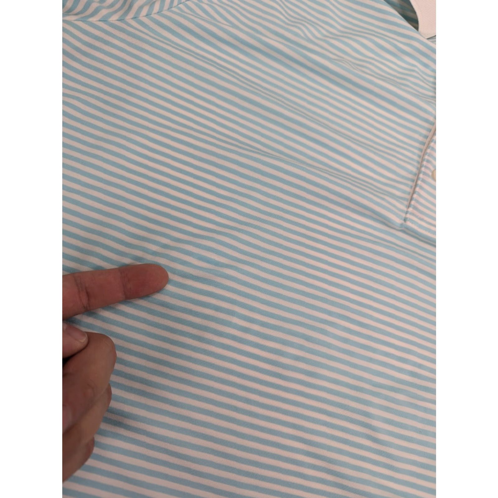 RLX Ralph Lauren Ralph Lauren RLX Polo Shirt Adult Mens L White Blue Striped Lightweight Golf Shirt Polo Men Casual Business Wedding Size US L / EU 52-54 / 3 - 3 Thumbnail