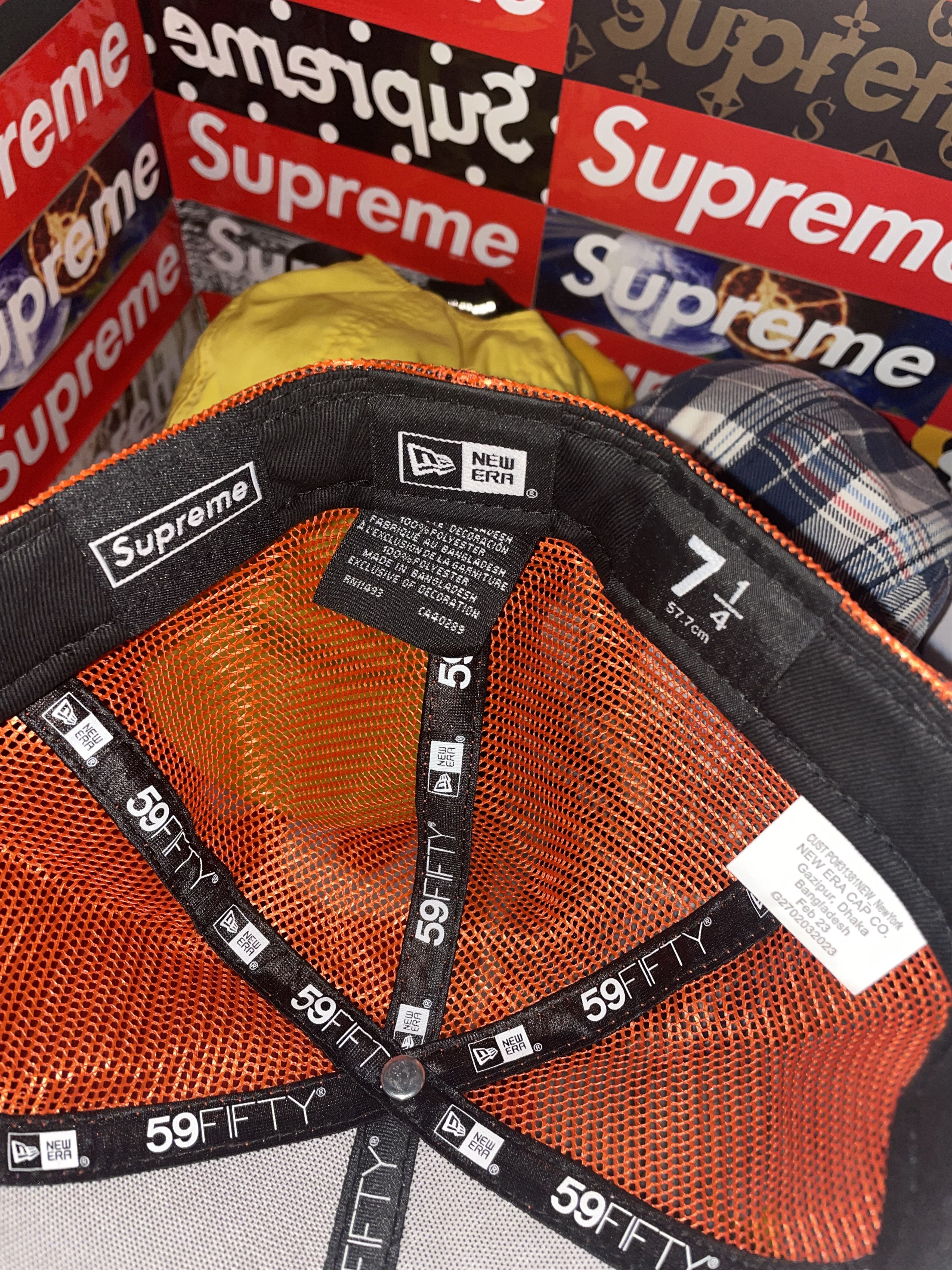 Supreme Supreme New Era Mesh Box Logo Orange Hat 7 1/4 Size ONE SIZE - 4 Thumbnail