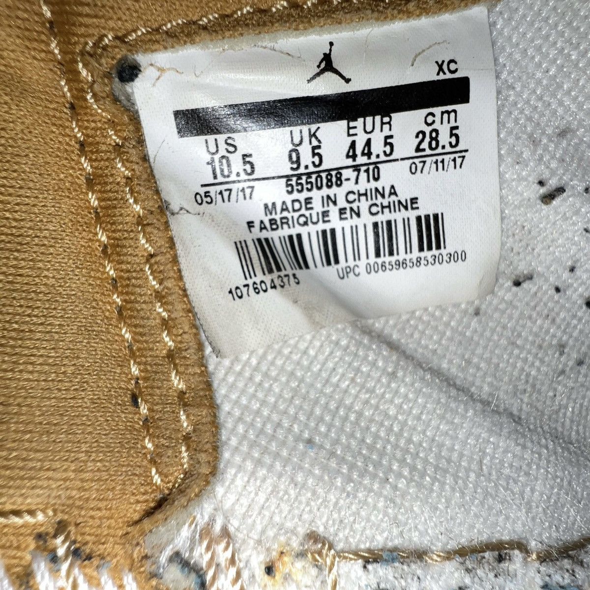 Jordan Brand × Nike Jordan 1 High OG “Wheat” 2017 Size — [10.5] – Gently Used Size US 10.5 / EU 43-44 - 7 Thumbnail