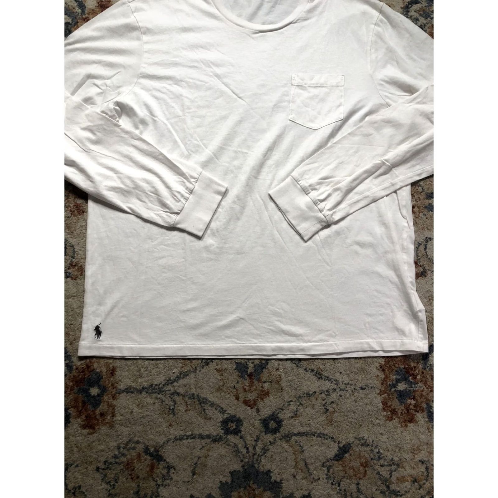 Polo Ralph Lauren Polo Ralph Lauren Shirt Mens XL White Long Sleeve Pocket Tee Logo Crewneck Size US XL / EU 56 / 4 - 5 Thumbnail