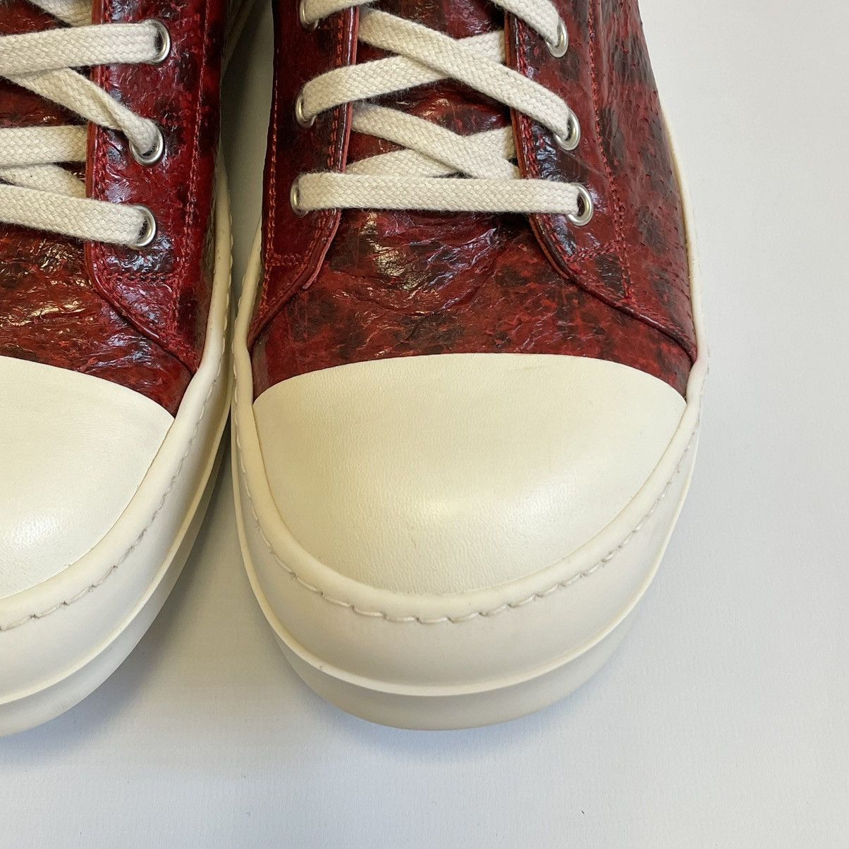 Rick Owens S/S 17 Red Wolf Fish Leather Ramones Sneakers Size US 8 / EU 41 - 6 Thumbnail