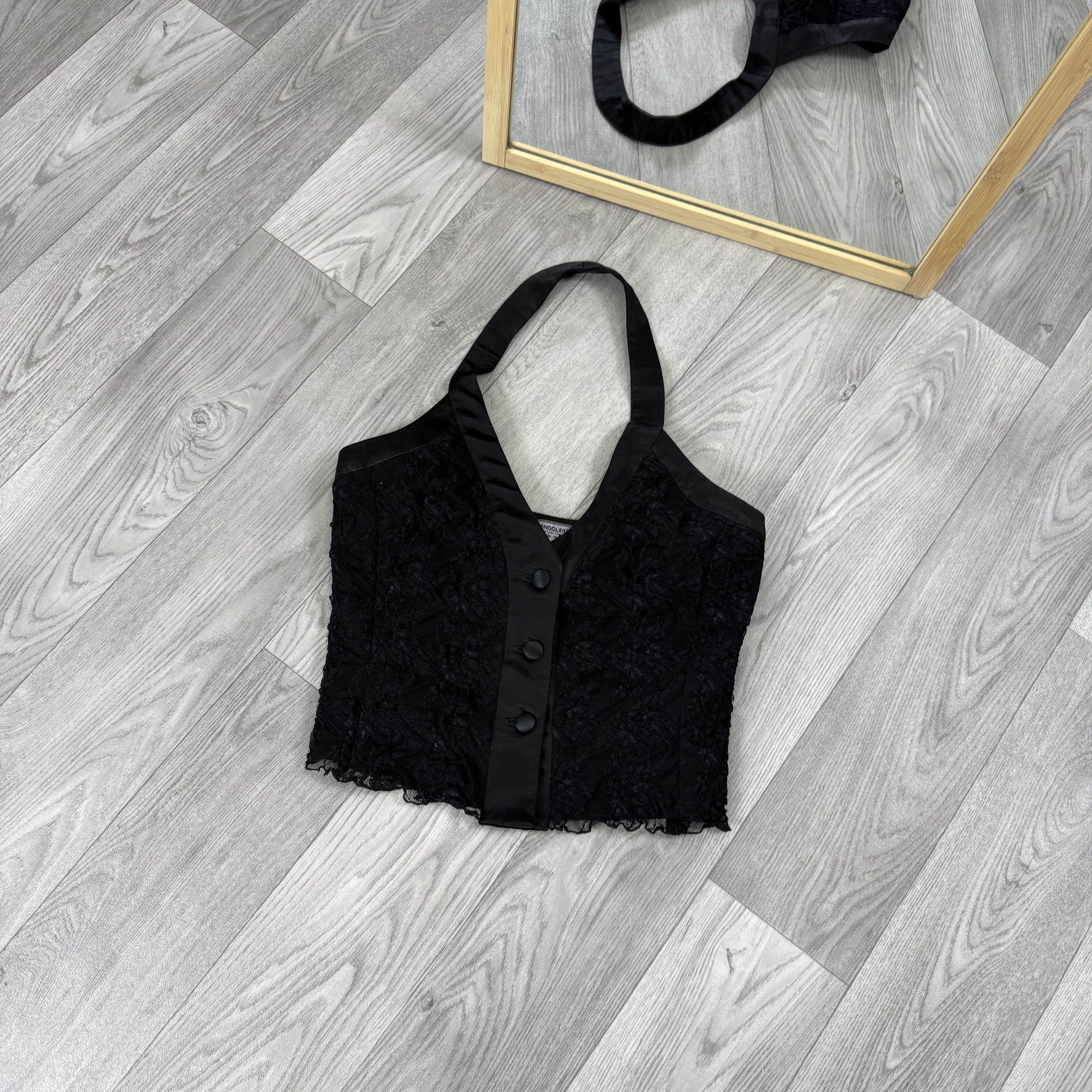 Vintage Vintage Grunge Lace Crop Top Button Up Vest Size M / US 6-8 / IT 42-44 - 2 Thumbnail