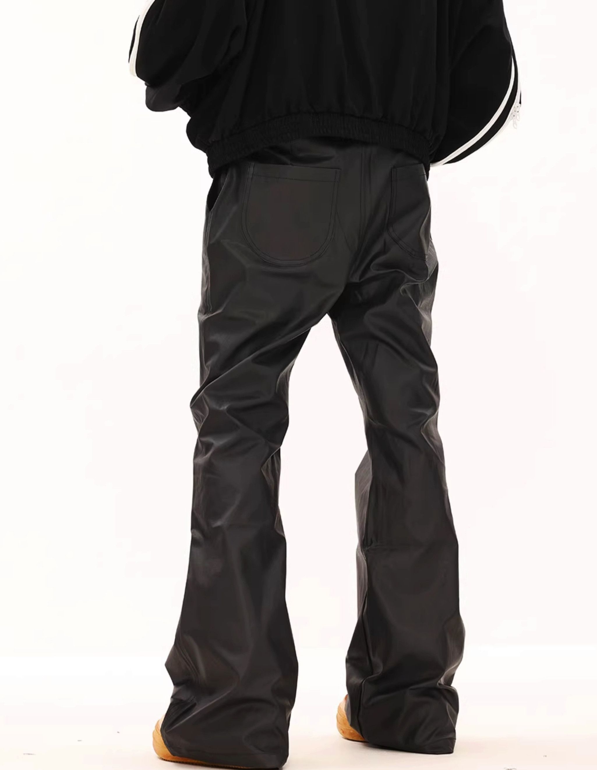 Leather Casual Wax PU Leather Straight Bottom Wide Leg Glossy Size US 33 - 4 Thumbnail