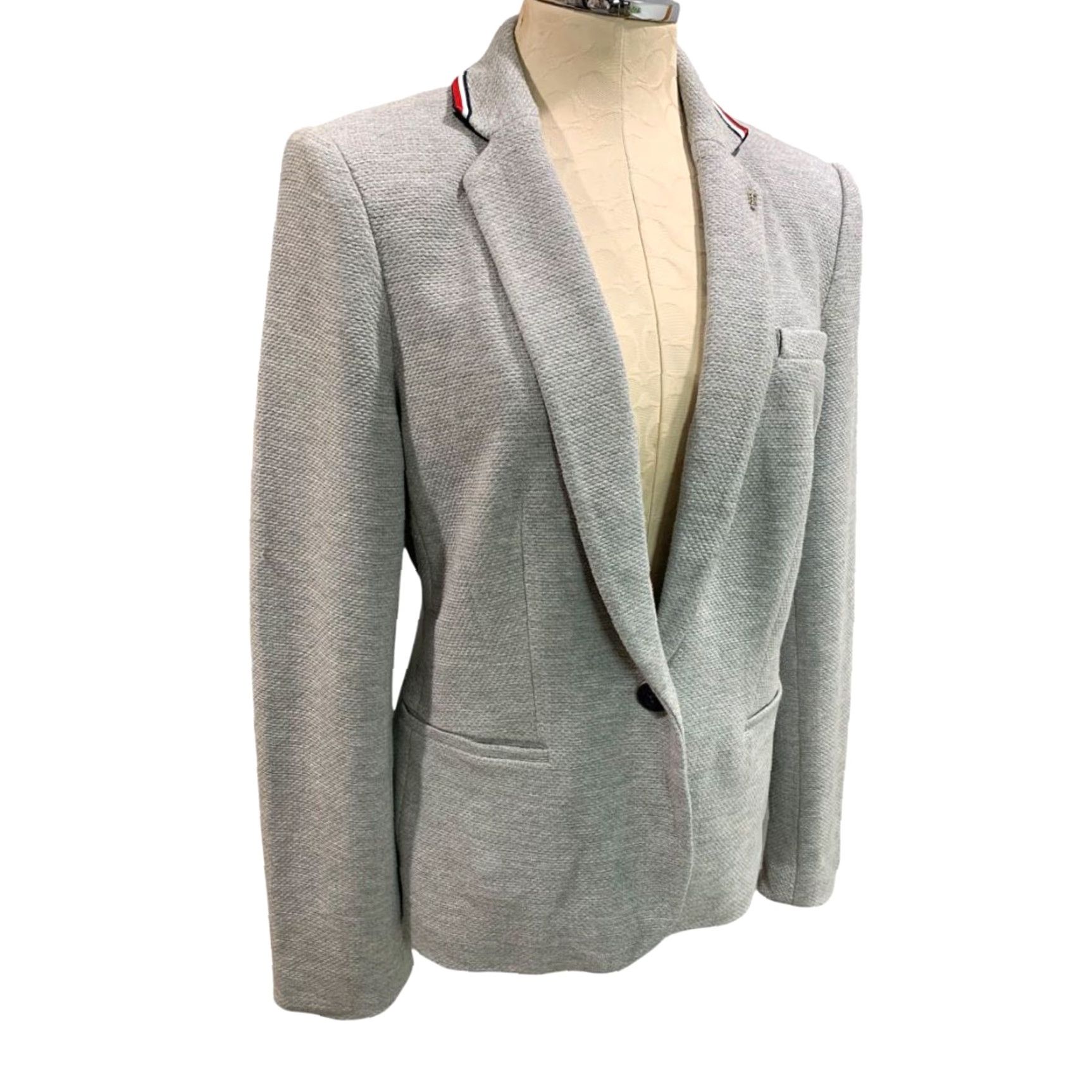 Tommy Hilfiger Tommy Hilfiger Womens Gray Knit Blazer Elbow Patches Size 10 - Blazer, Gray, Knit, Elbow Patches, Tommy Hilfiger, Women Size L / US 10 / IT 46 - 2 Thumbnail