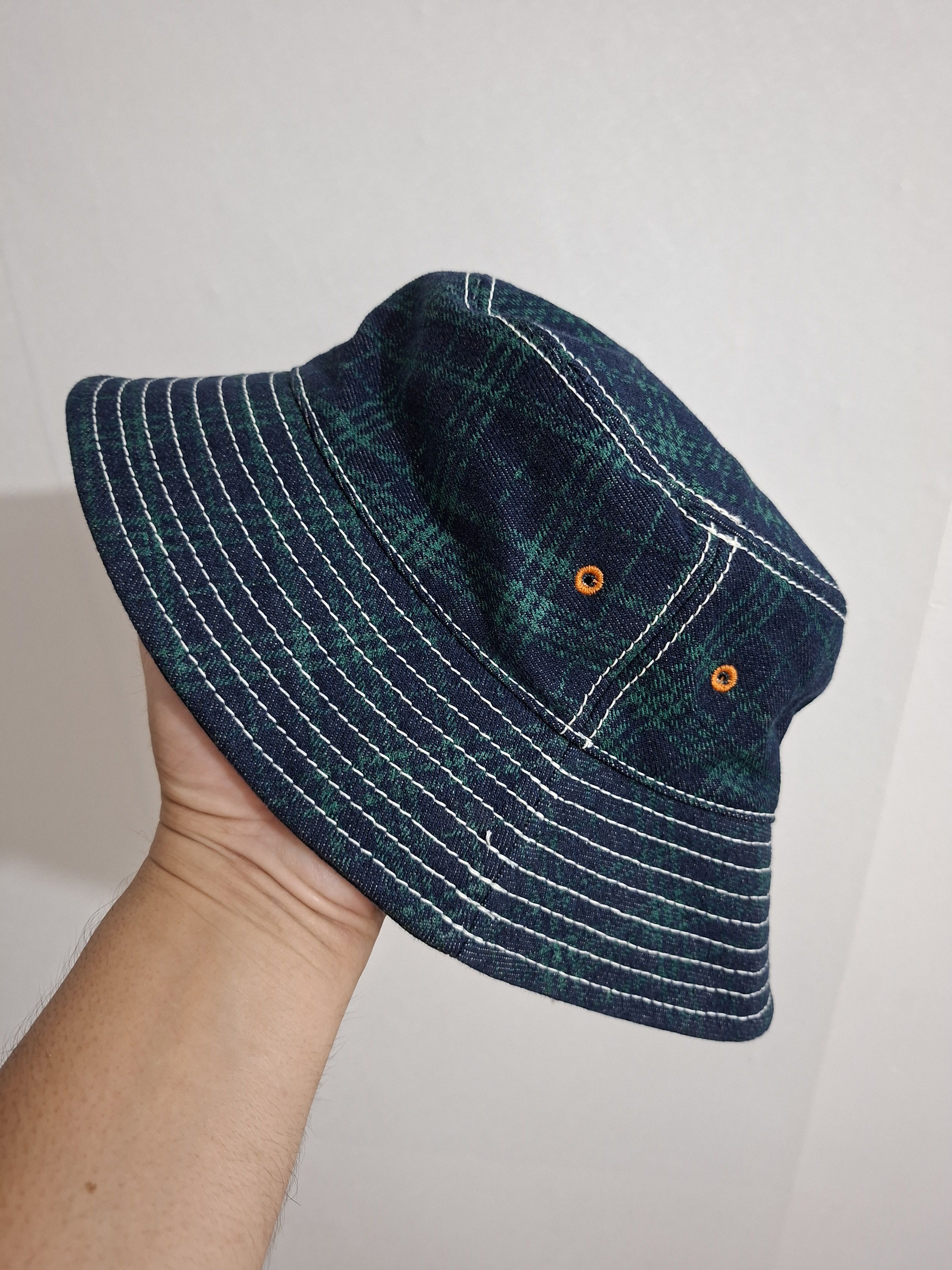 PACCBET Rassvet Navy and Green Check Contrast Stitch Bucket Hat Size ONE SIZE - 2 Thumbnail
