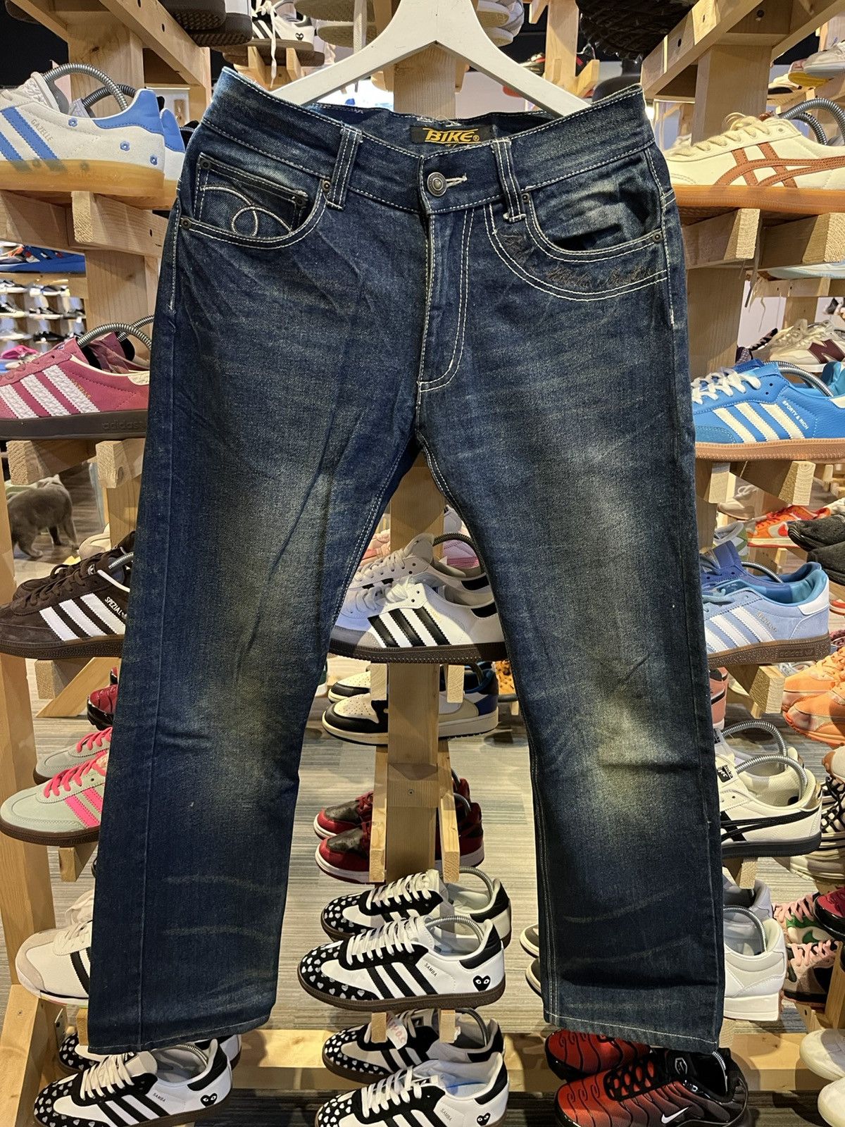Jean × Vintage Bike Jeans Patchwork Skull Embroidered Size US 28 / EU 44 - 12 Thumbnail