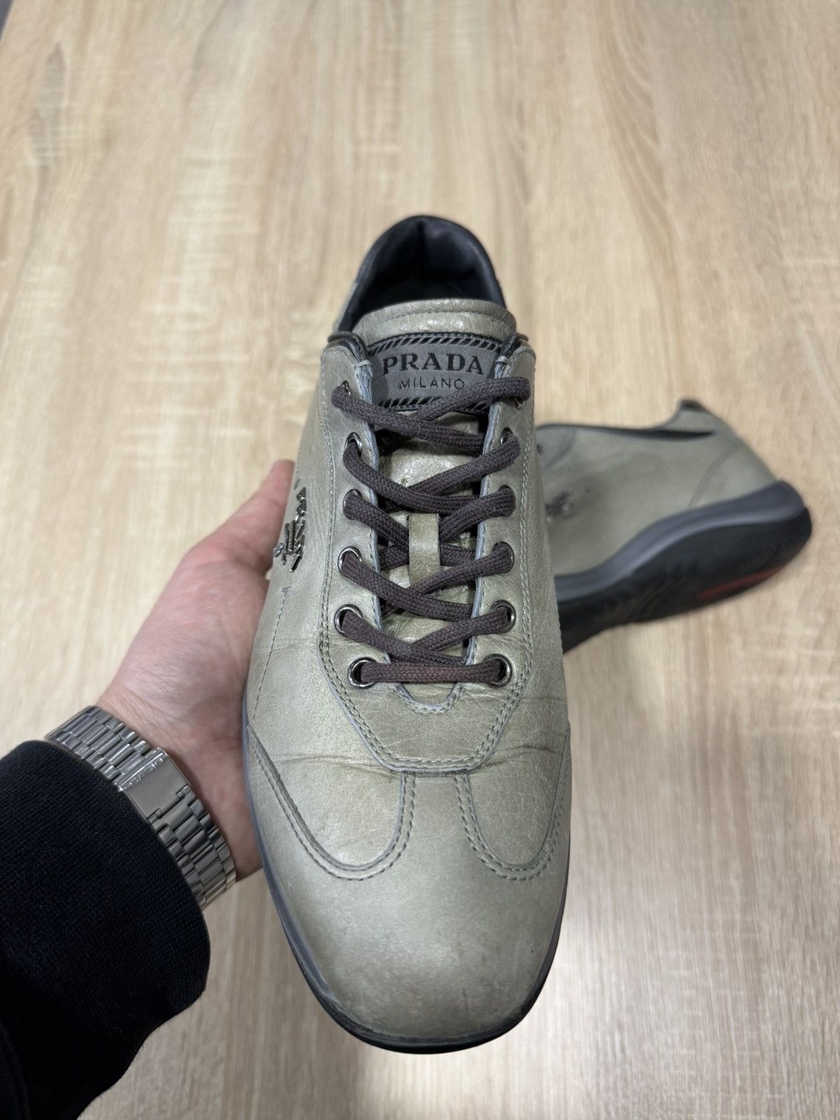 Prada × Vintage Vintage PRADA Leather LowTop Y2K Sneakers Size US 6 / EU 39 - 6 Thumbnail