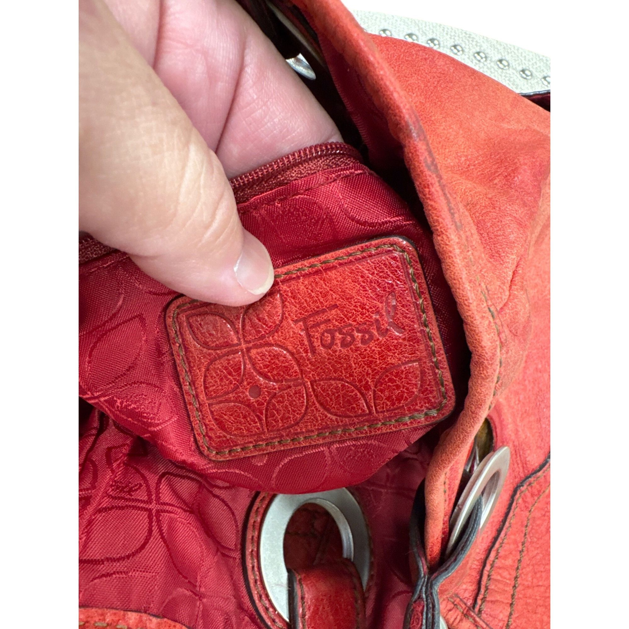 Fossil Vintage Fossil Womens Red Leather Handbag Purse 13x10 SKU 73 Size ONE SIZE - 12 Thumbnail