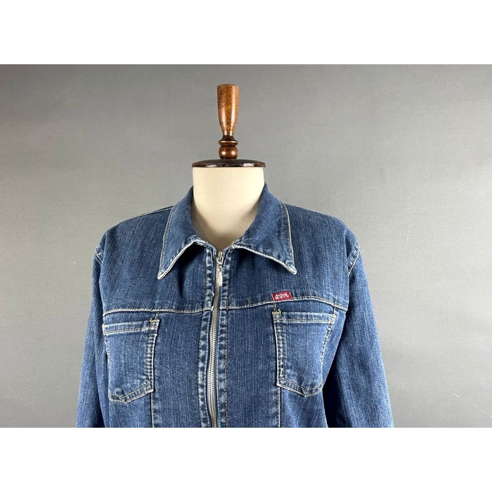 Miss Sixty Miss Sixty Women Denim Jacket XL Blue Long Sleeve Zip Front Casual Coat - Regular Fit, 2XL, Blue, Denim Jacket, Women, Jacket Size XXL / US 16-18 / IT 52-54 - 4 Thumbnail