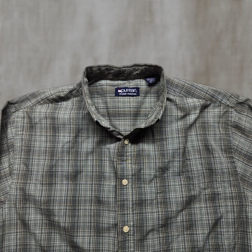 Vintage Puritan Green Plaid Long Sleeve Button Up Shirt Adult Men's M Medium Shirt Size US M / EU 48-50 / 2 - 1 Thumbnail