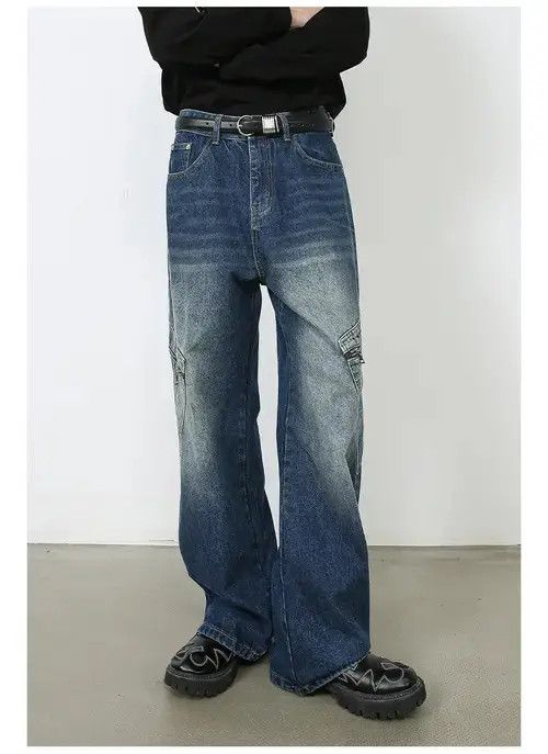 Jean American loose straight wide-leg pocket cargo jeans Size US 32 / EU 48 - 3 Thumbnail