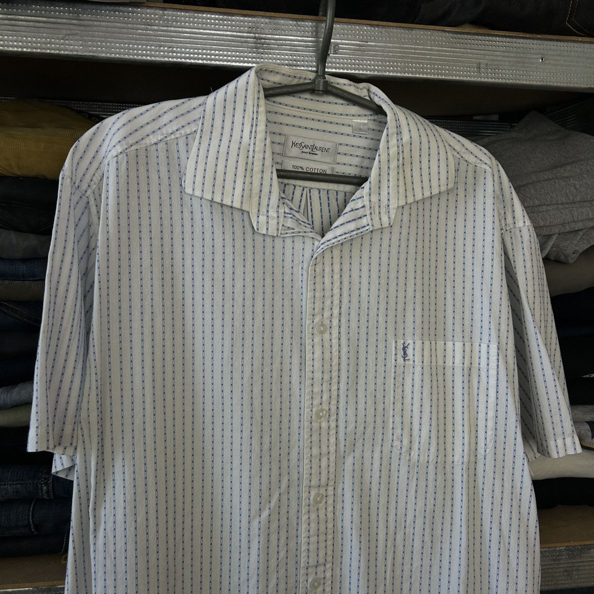 Yves Saint Laurent Luxury Yves Saint Laurent Small Logo Basic Button up shirt Size US XL / EU 56 / 4 - 2 Thumbnail