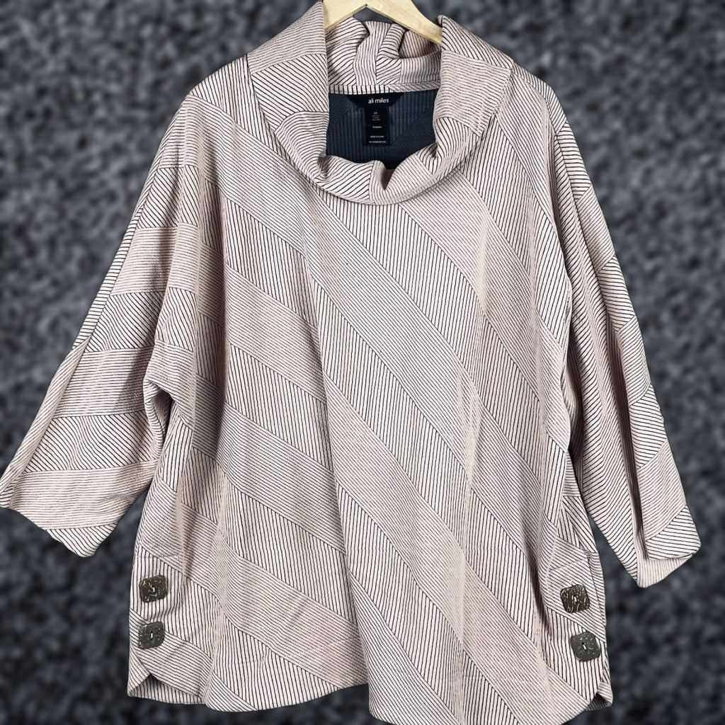 Vintage Ali Miles Tunic Sweater Women 2X Dusty Pink Cowl Neck Bohemian Quiet Luxury Pullover Long Sleeve Plus Size Womens Size XXL / US 16-18 / IT 52-54 - 1 Thumbnail
